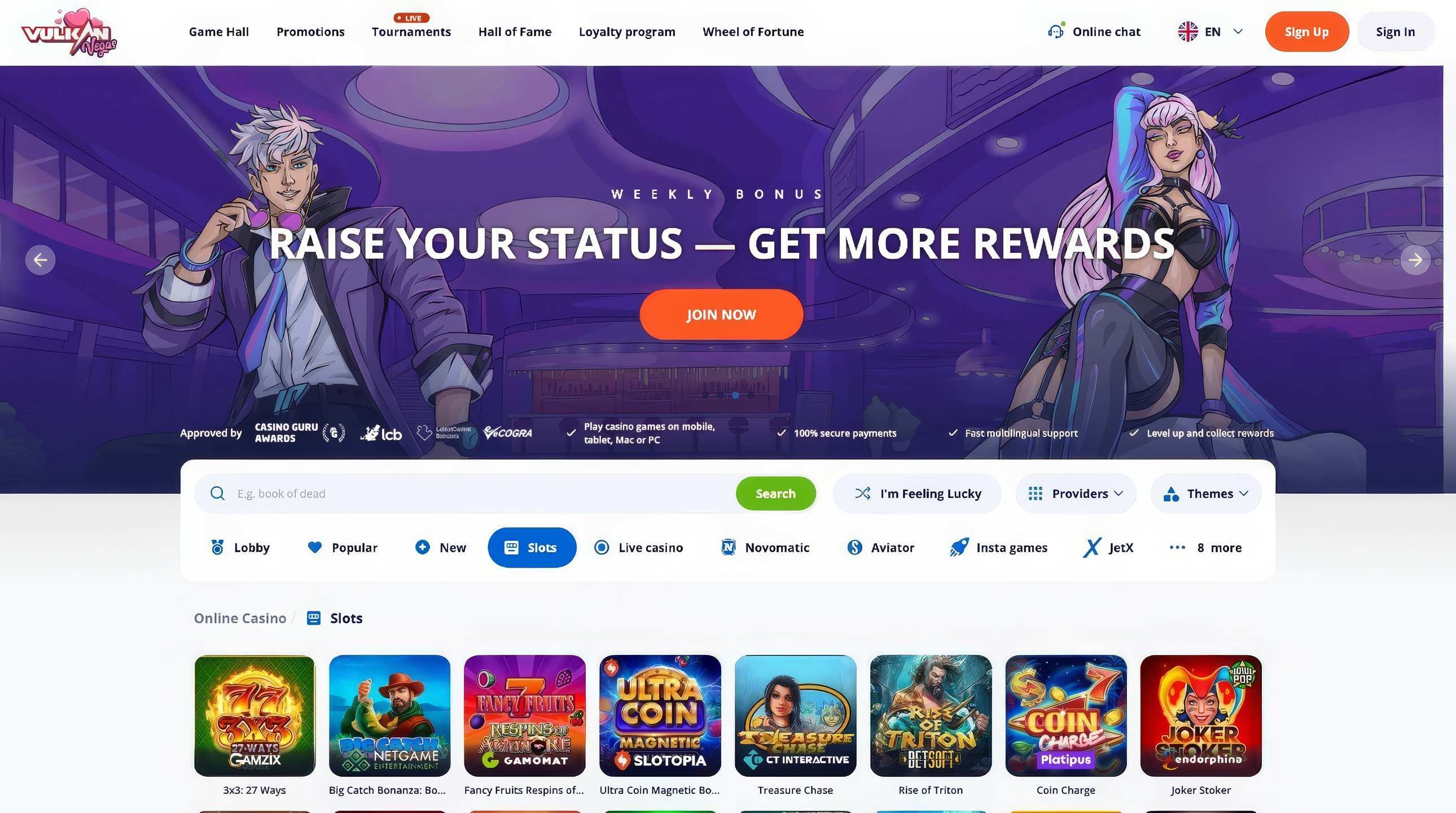 Vulkan Vegas desktop screenshot 2