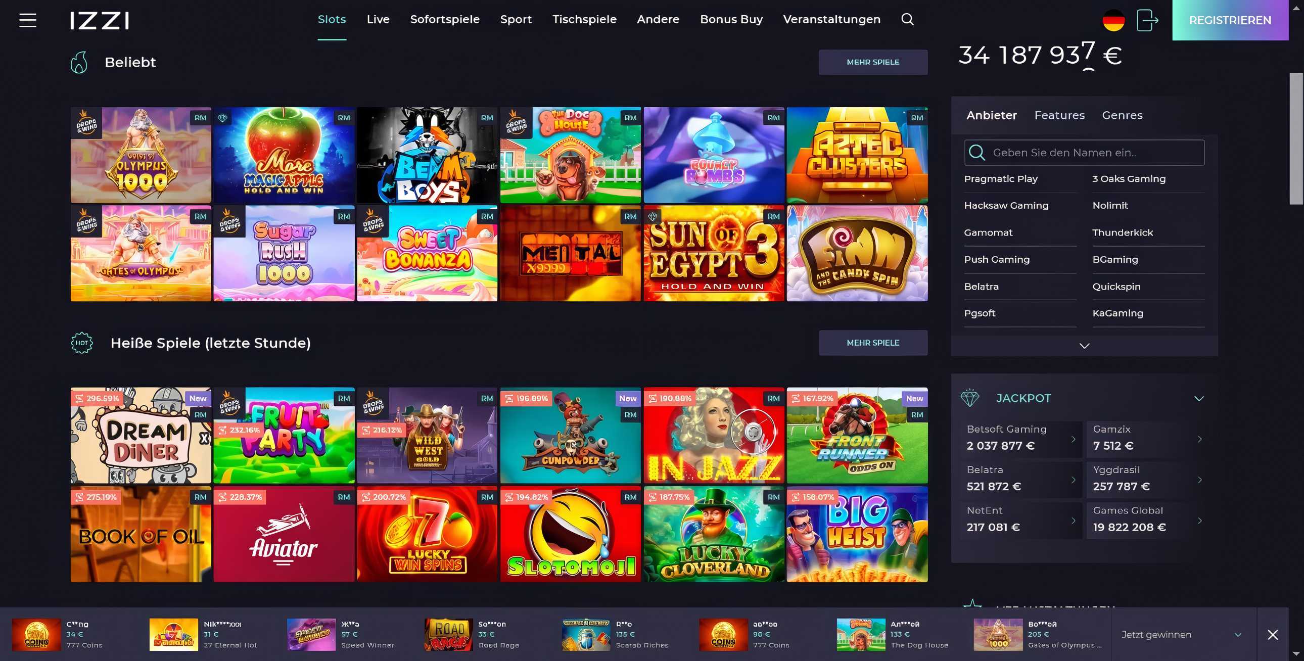 Izzi Casino Slots Desktop