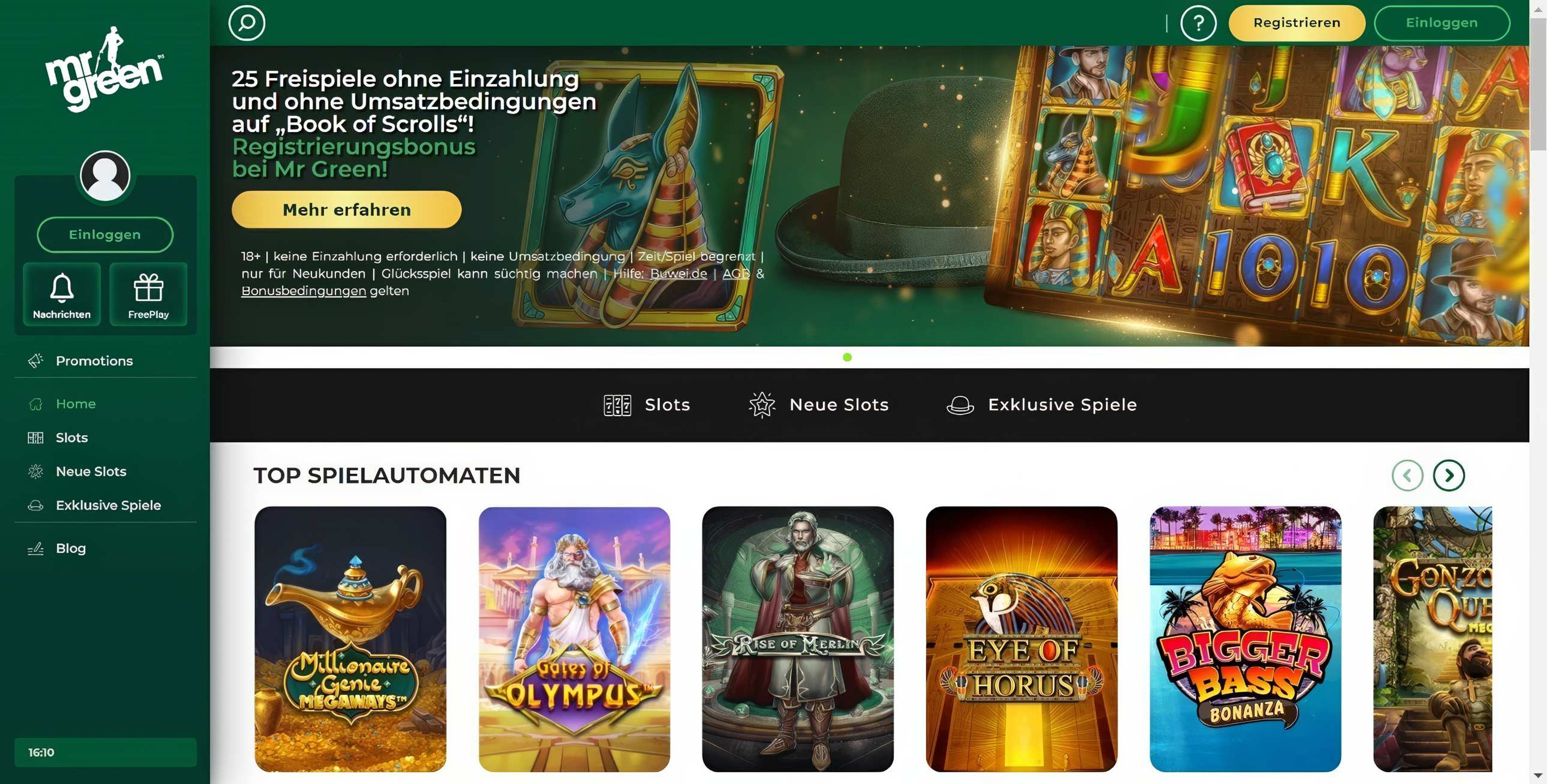 Mr Green desktop screenshot 1