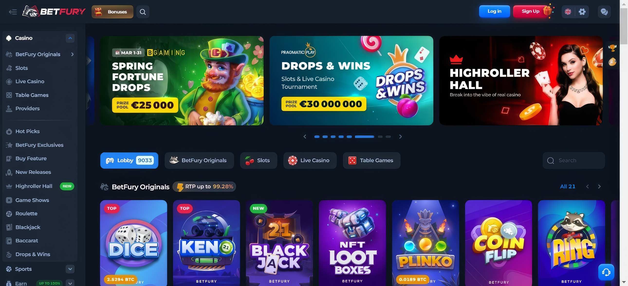 Betfury desktop screenshot 1