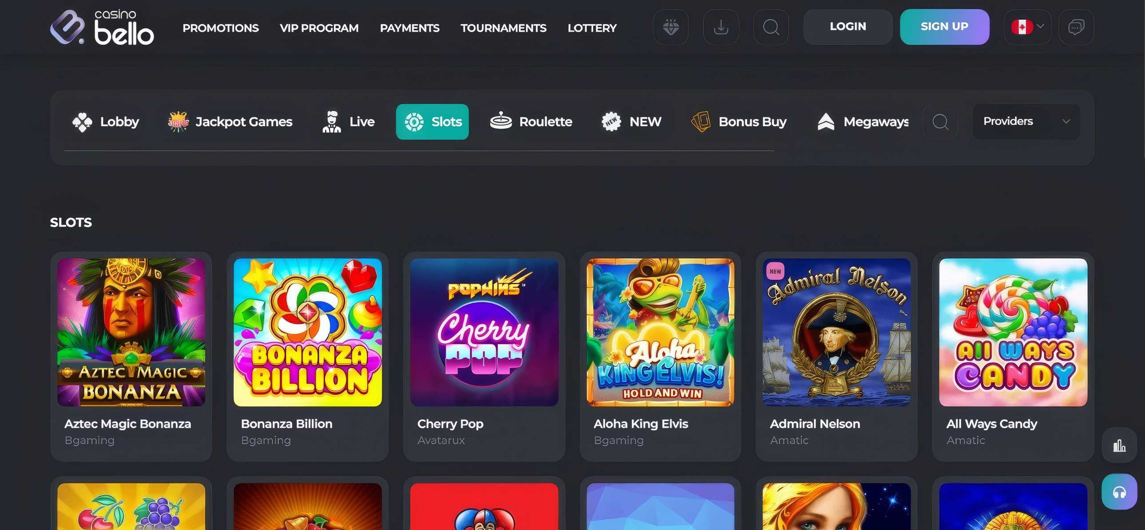 Casinobello desktop screenshot 2