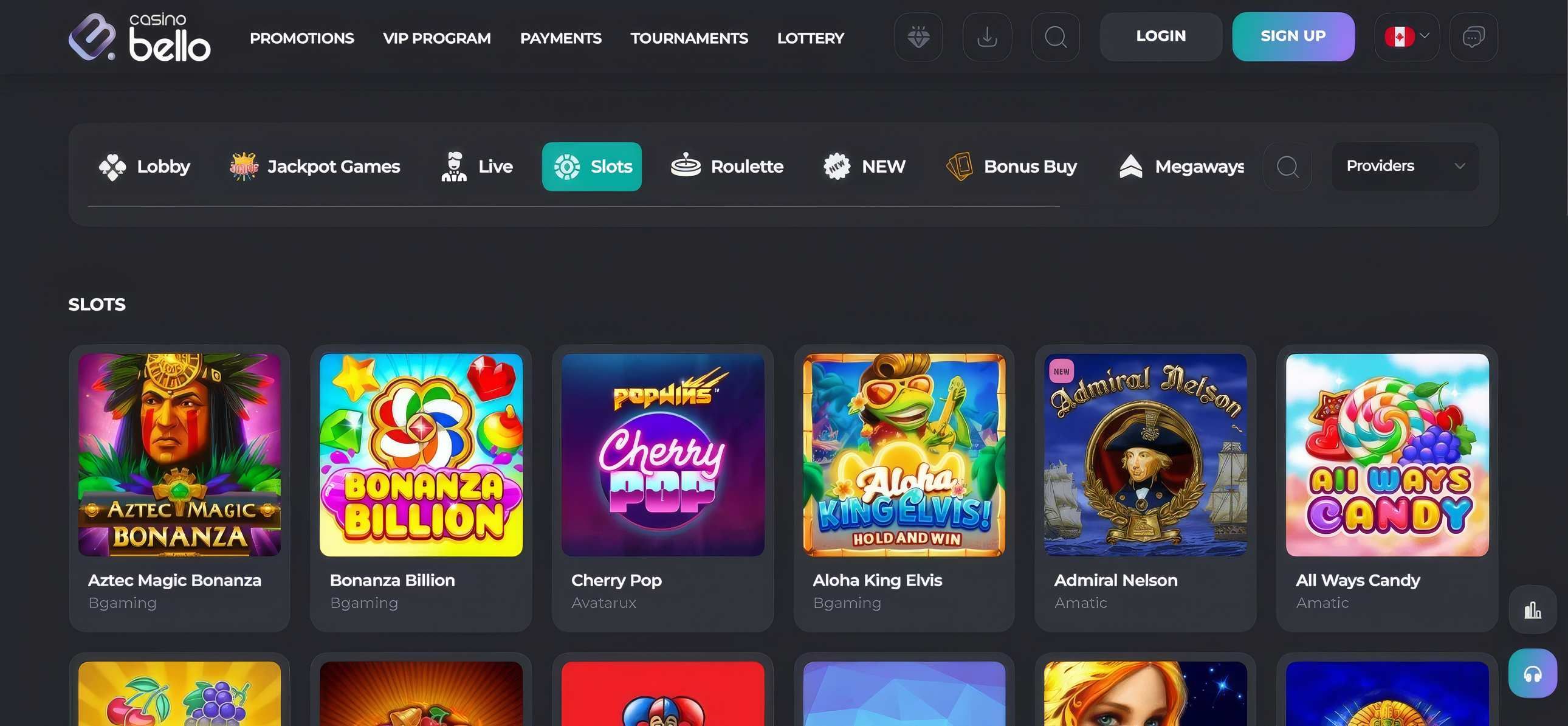 Casinobello desktop screenshot 2