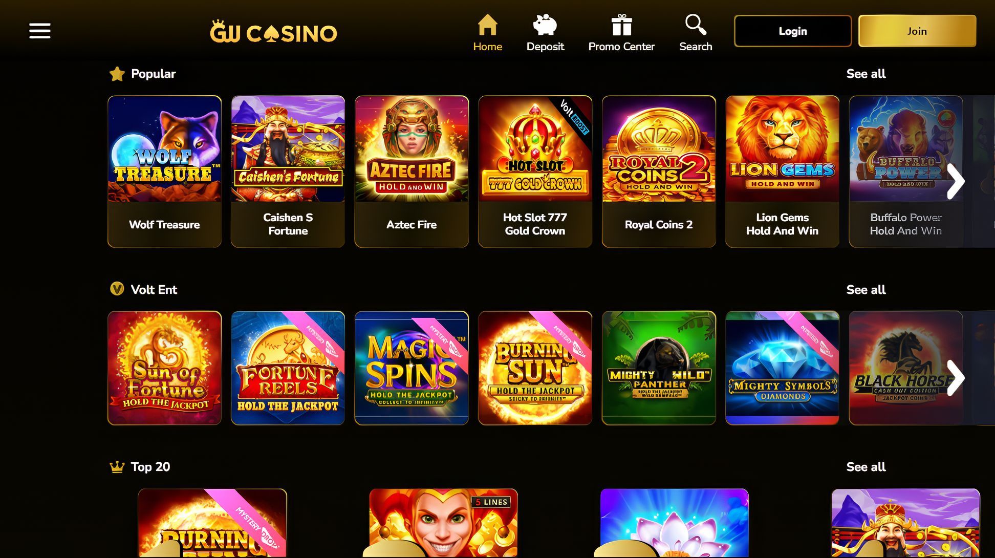GW Casino desktop screenshot 2