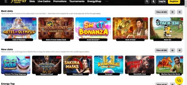 EnergyCasino desktop screenshot 2