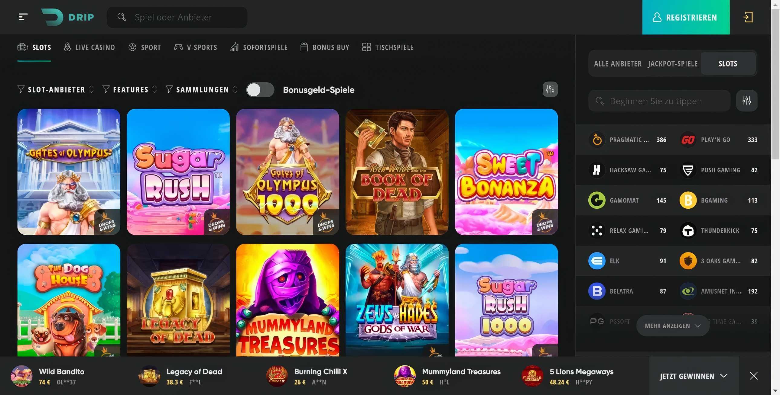Drip Casino desktop screenshot 2