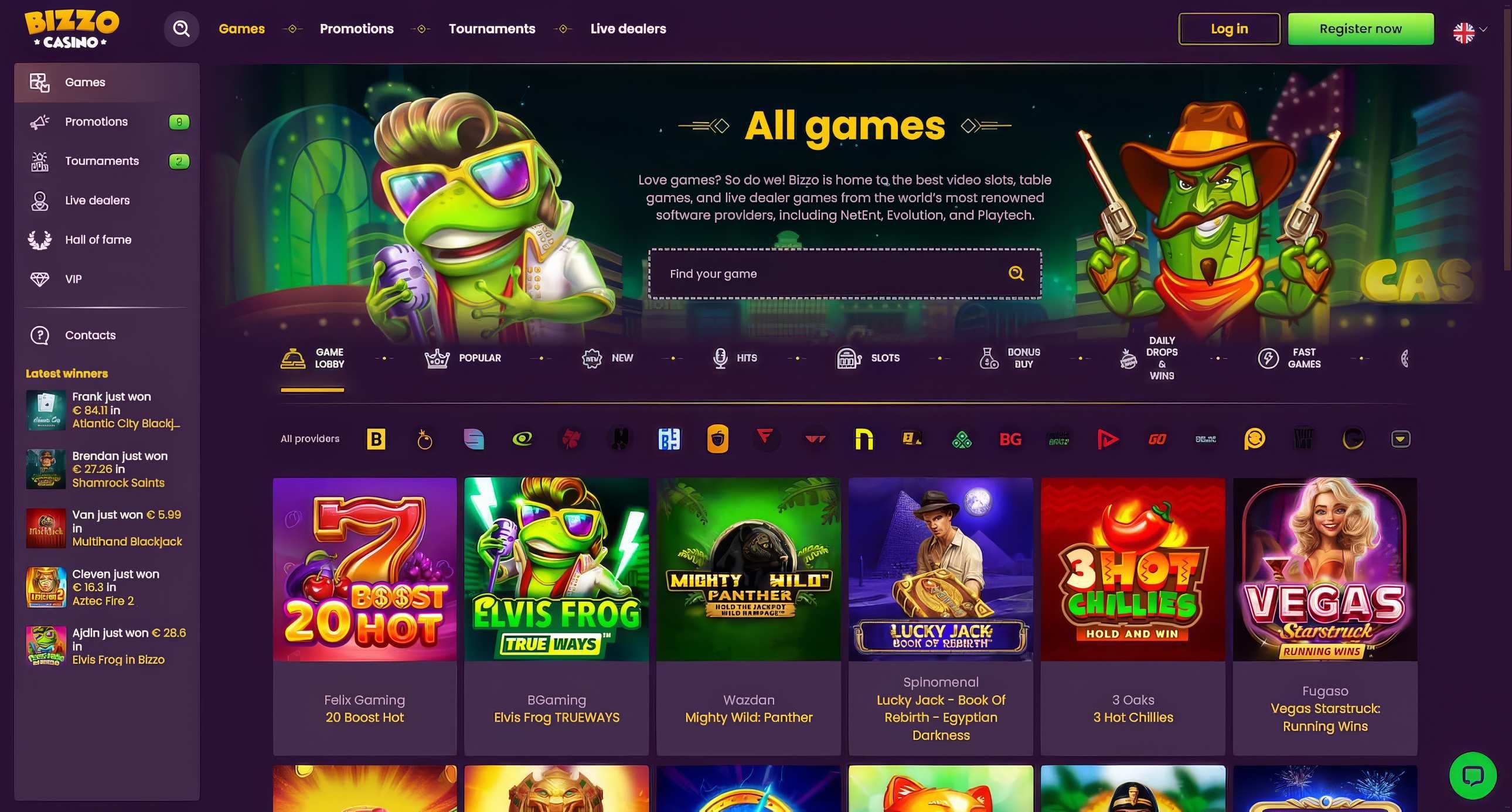 Bizzo Casino desktop screenshot 2