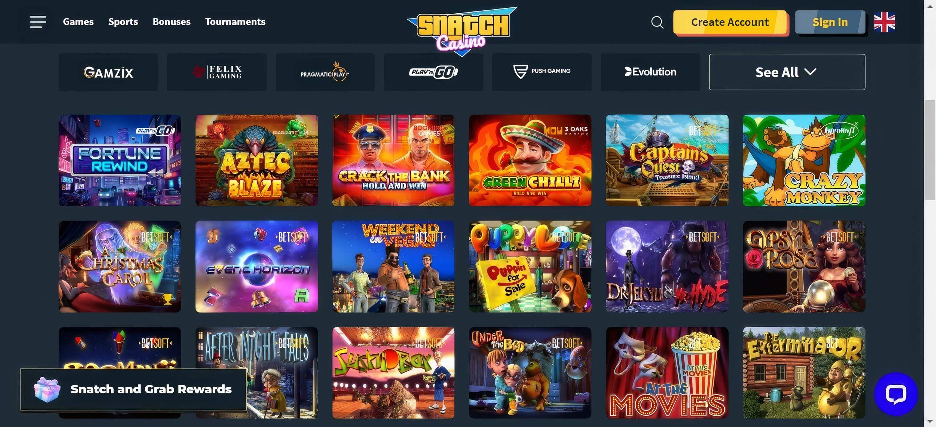 Snatch Casino desktop screenshot 2