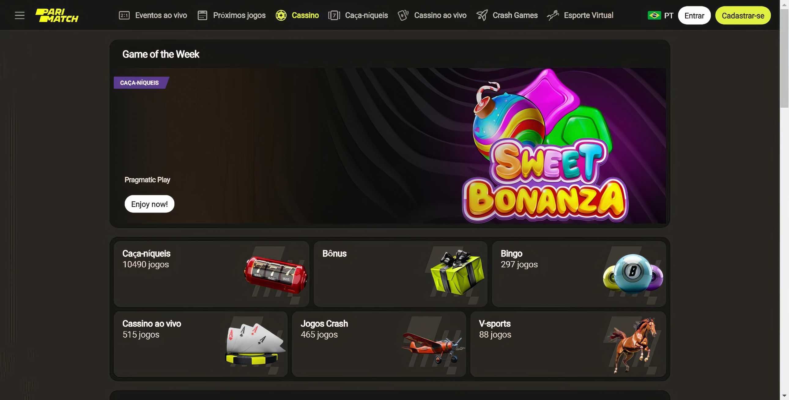 Parimatch desktop screenshot 1