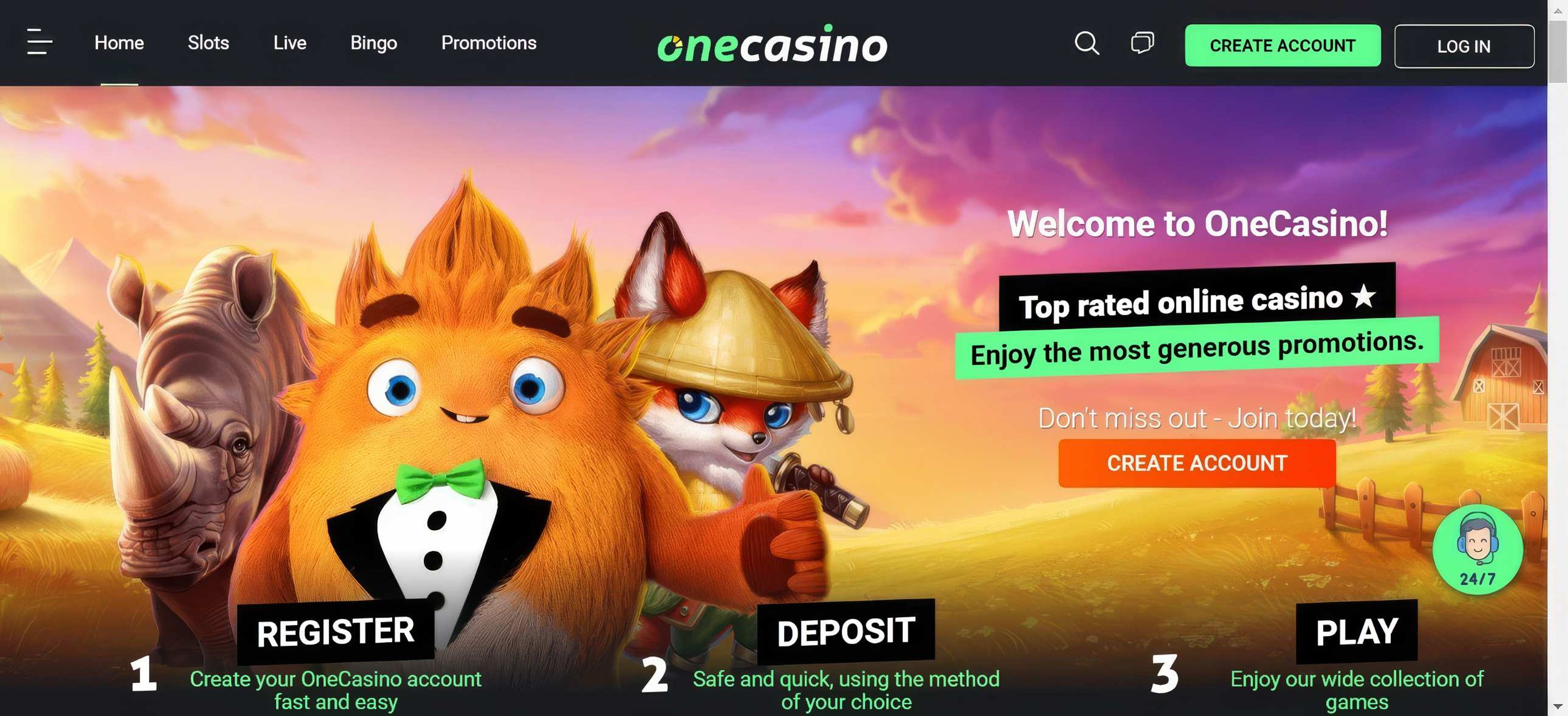 One Casino desktop screenshot 1