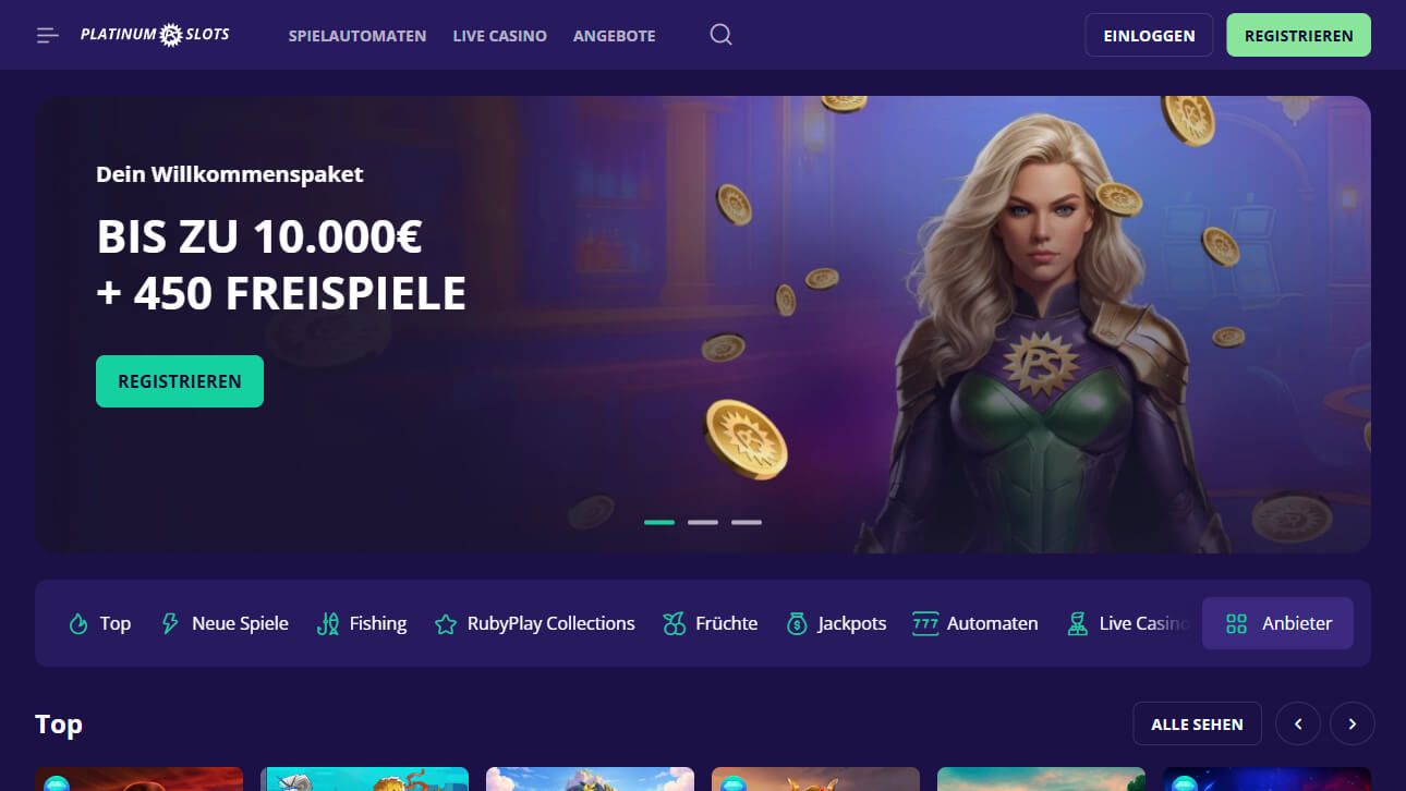 Platinumslots desktop screenshot 1