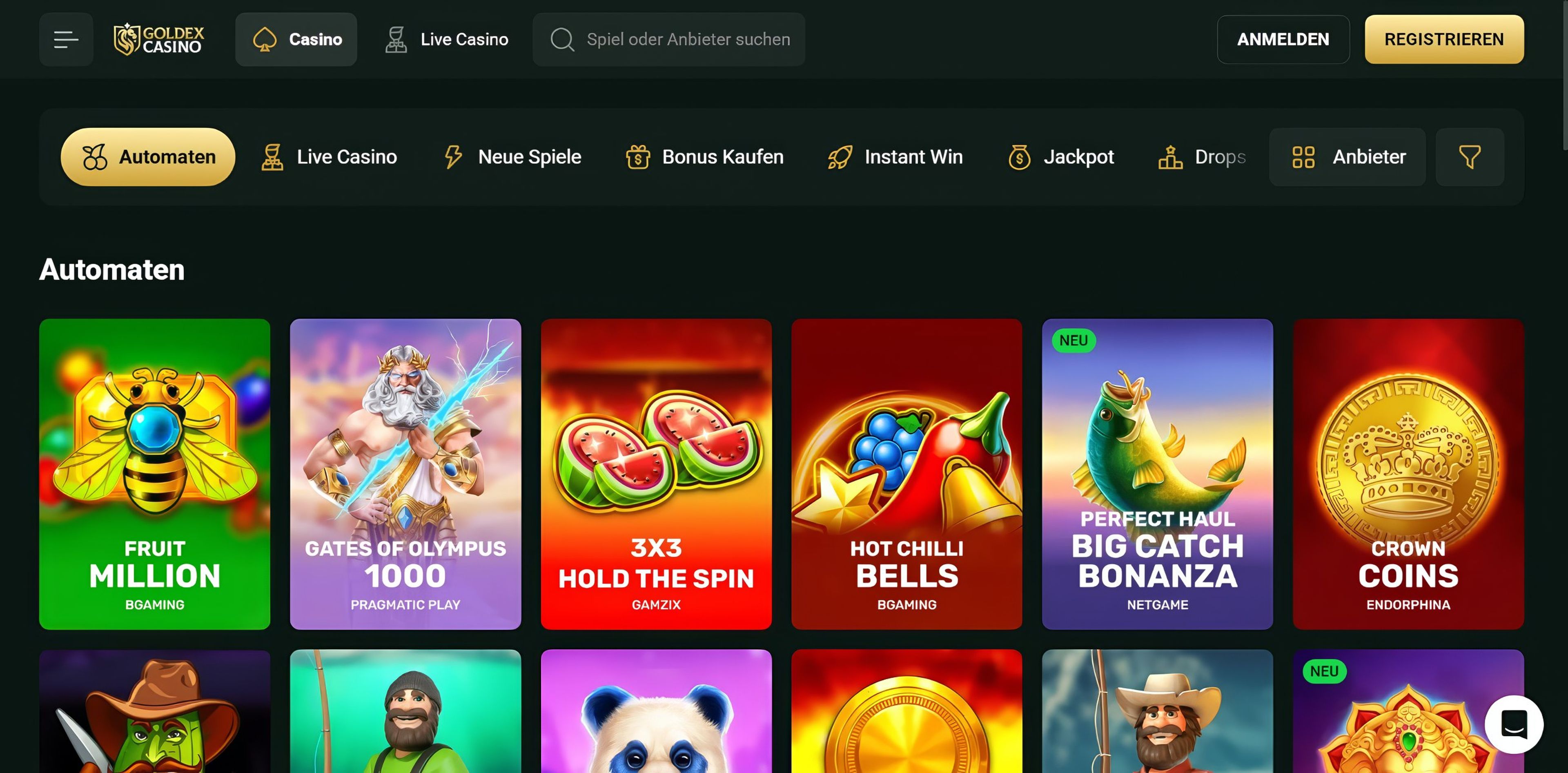 Goldex Casino desktop screenshot 2