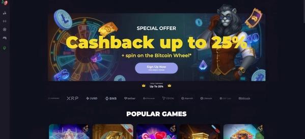 CryptoLeo Casino Home Page