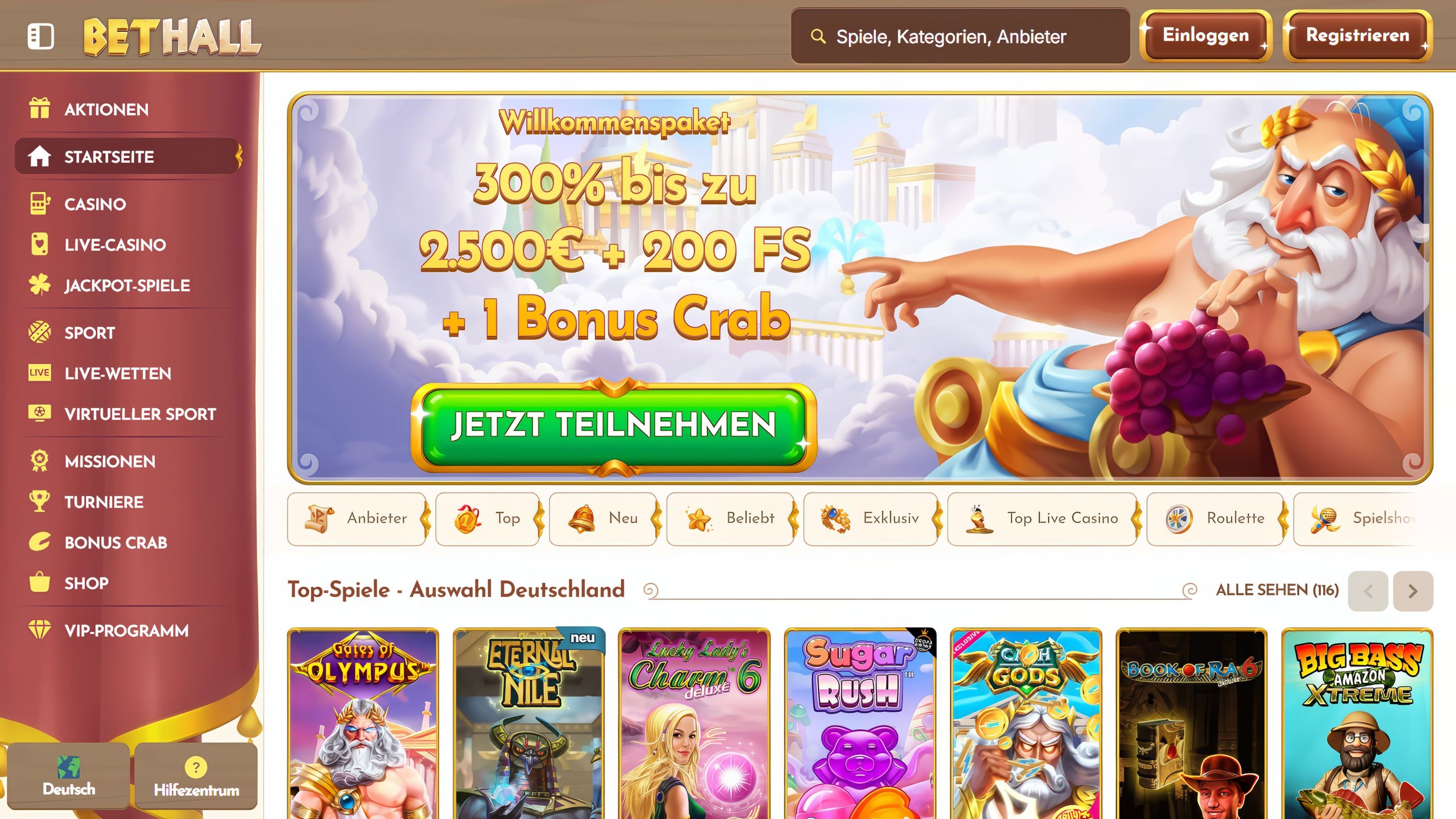 BetHall desktop screenshot 1