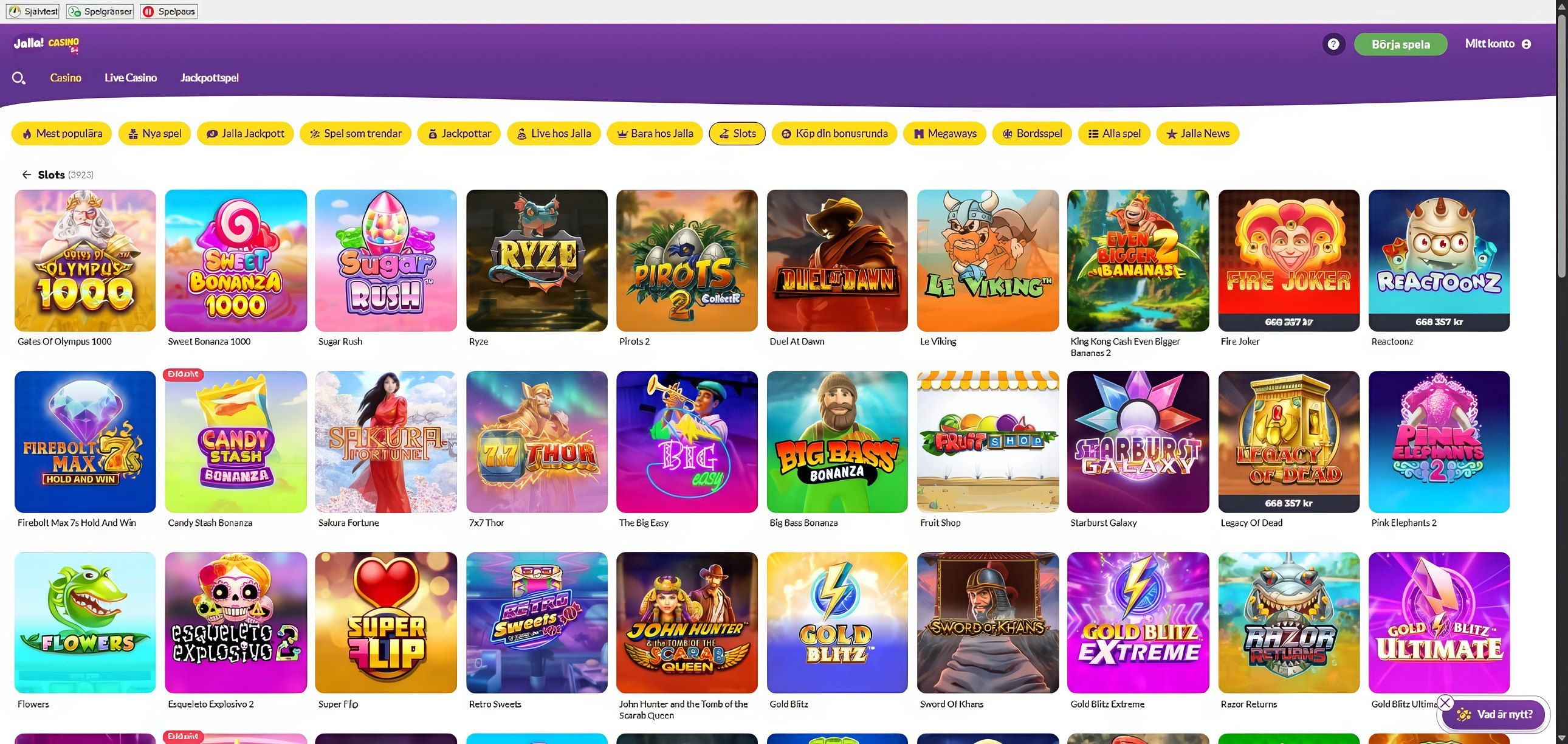 Jalla Casino desktop screenshot 2