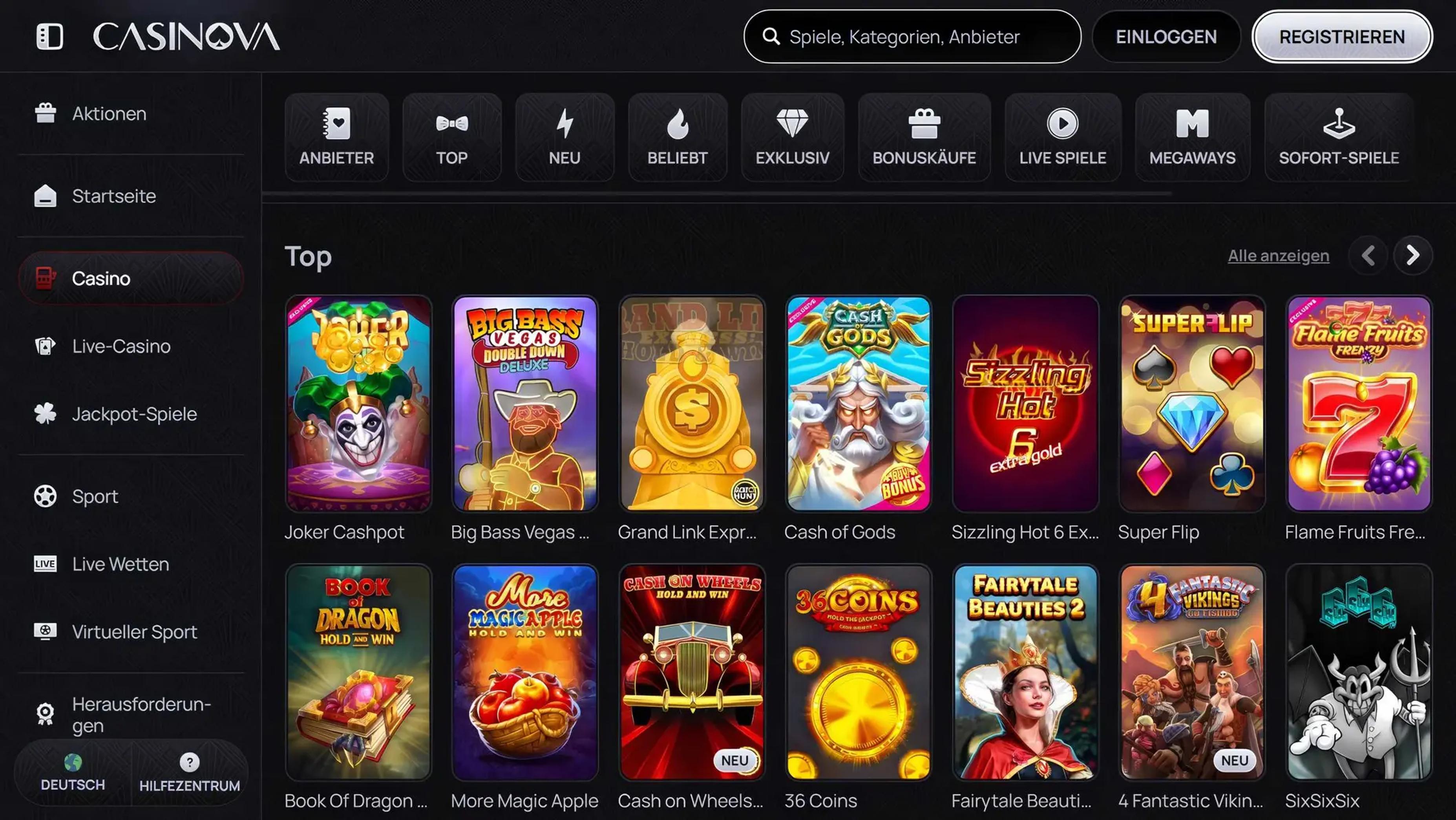 Casinova desktop screenshot 2