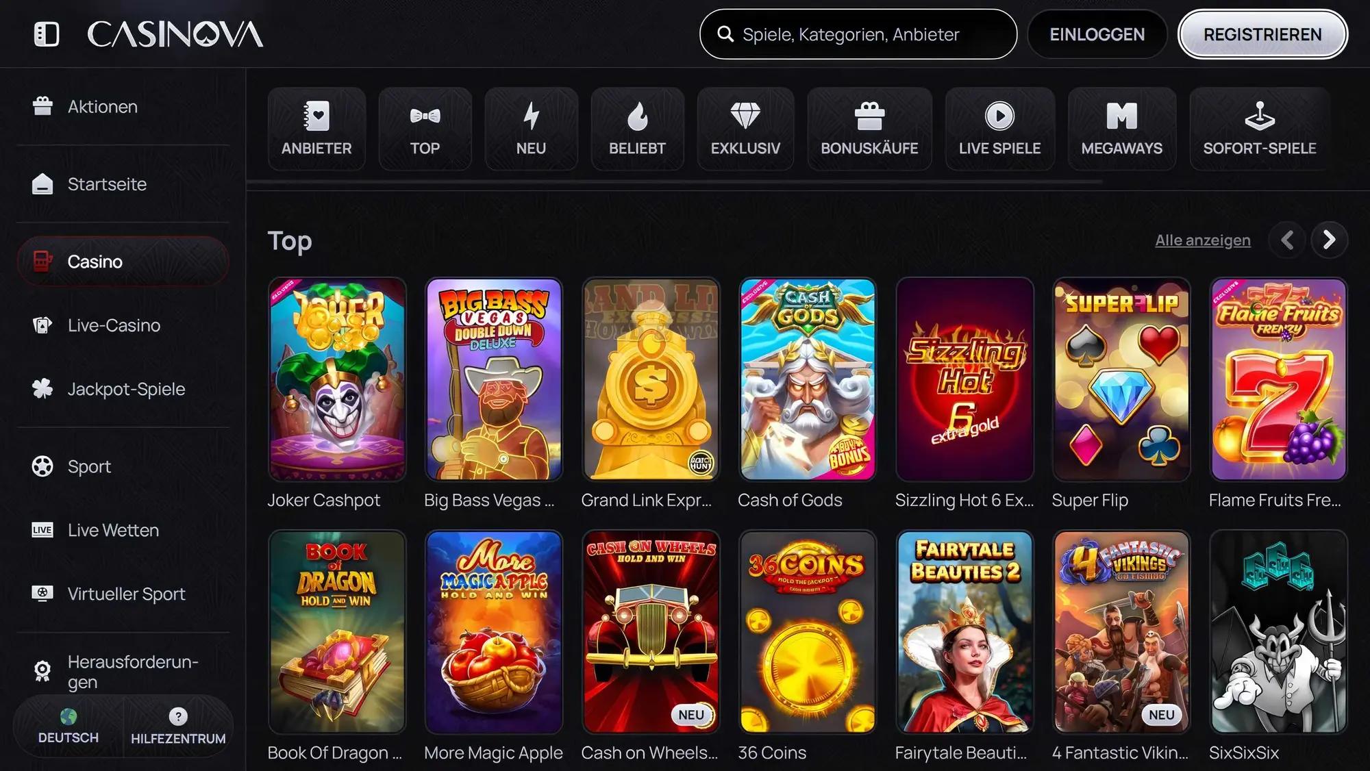 Casinova desktop screenshot 2