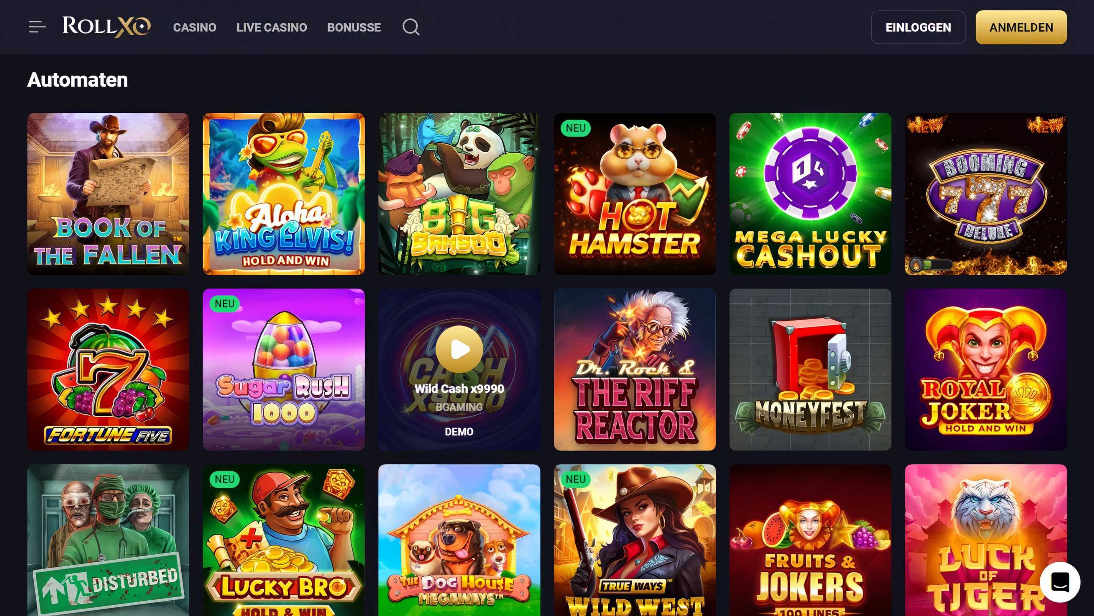 RollXO Casino desktop screenshot 2