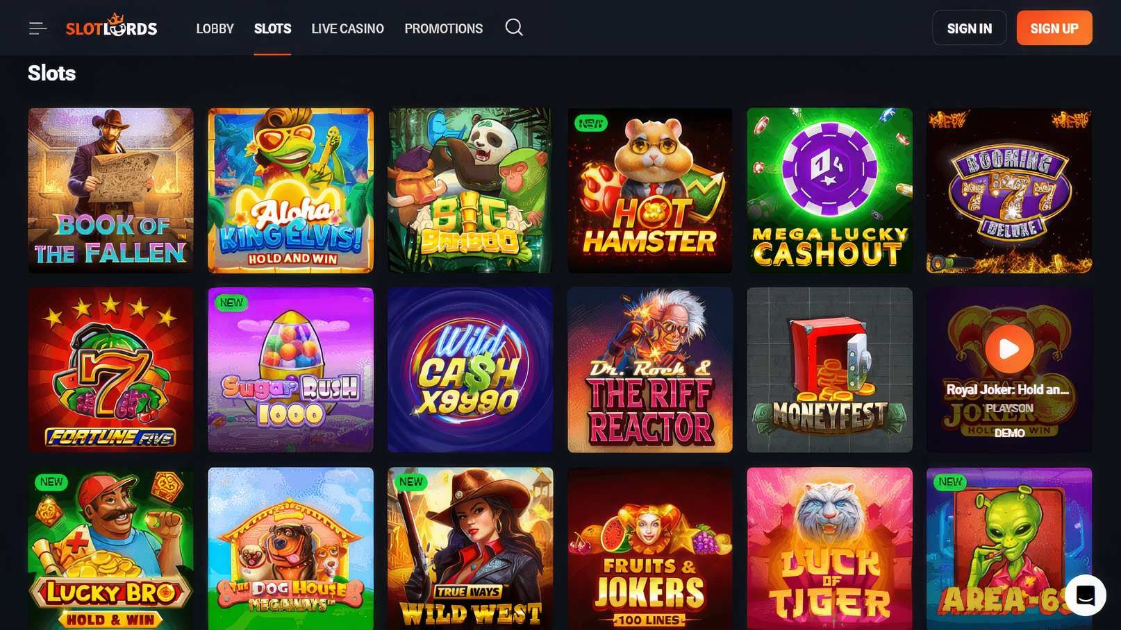 SlotLords Casino desktop screenshot 2