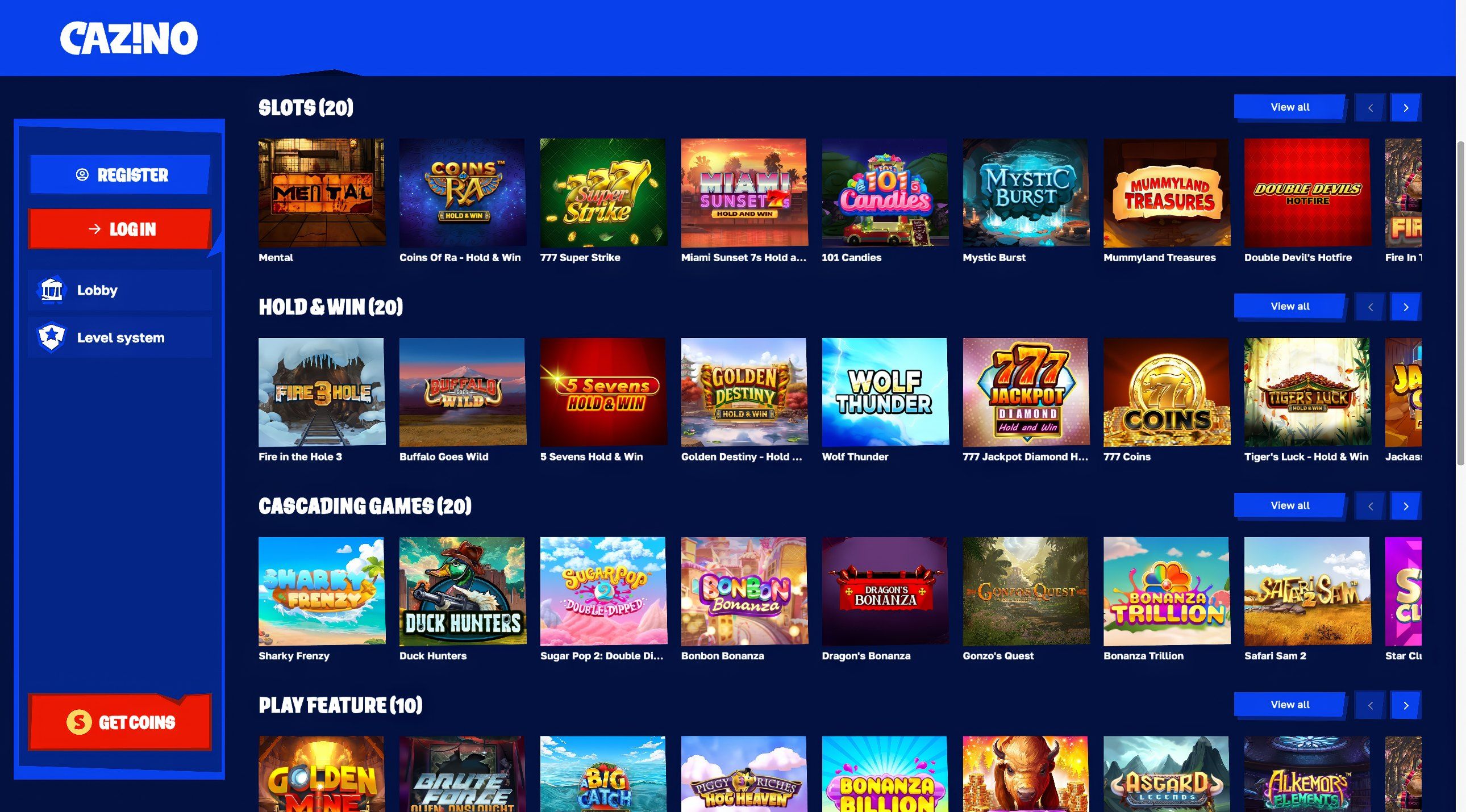 Cazino.com desktop screenshot 2