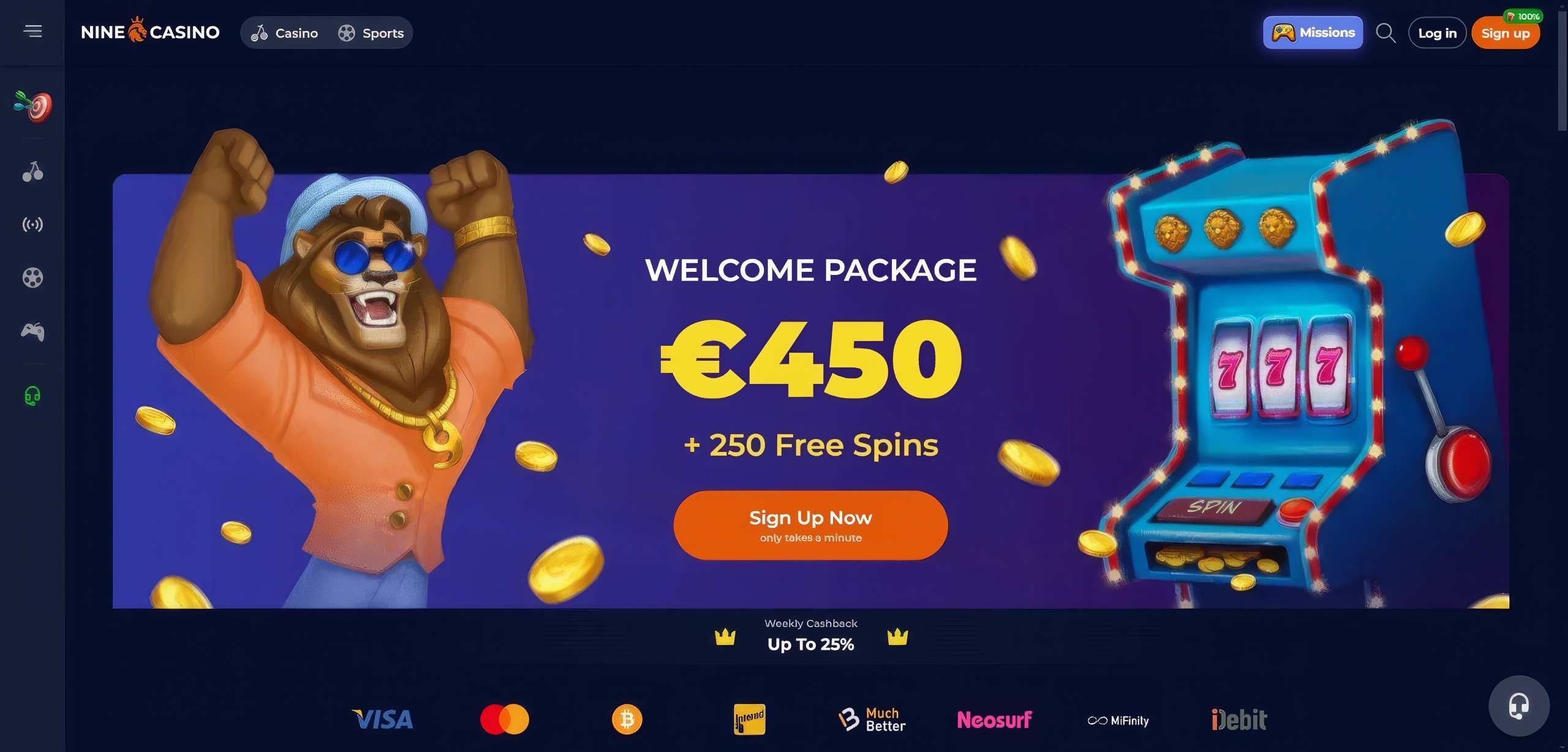 Nine Casino desktop screenshot 1