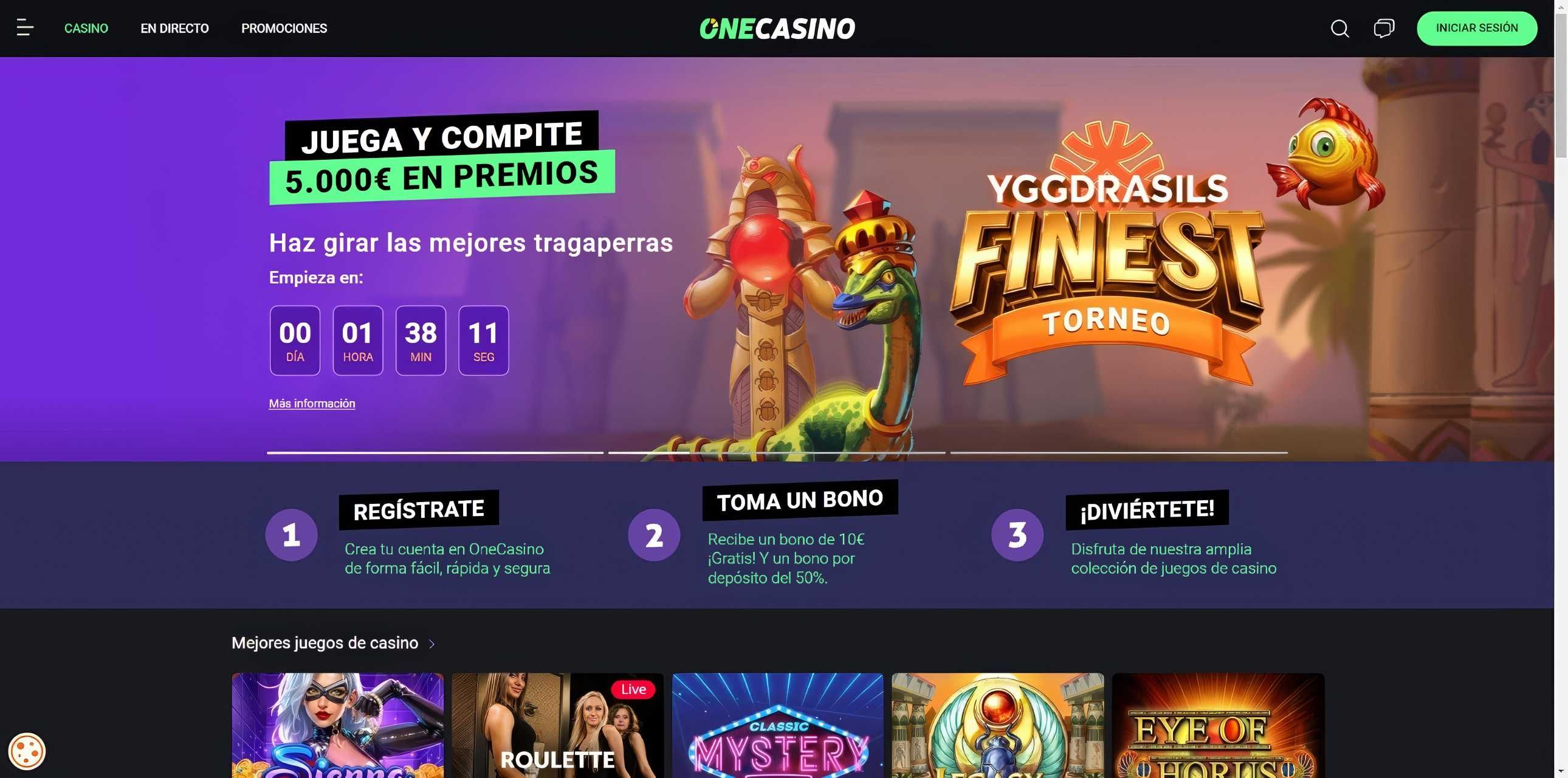 One Casino desktop screenshot 1