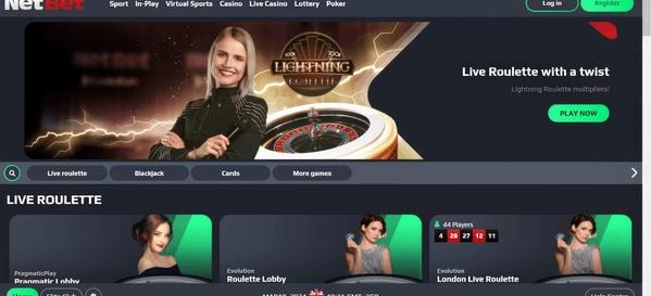NetBet games section.