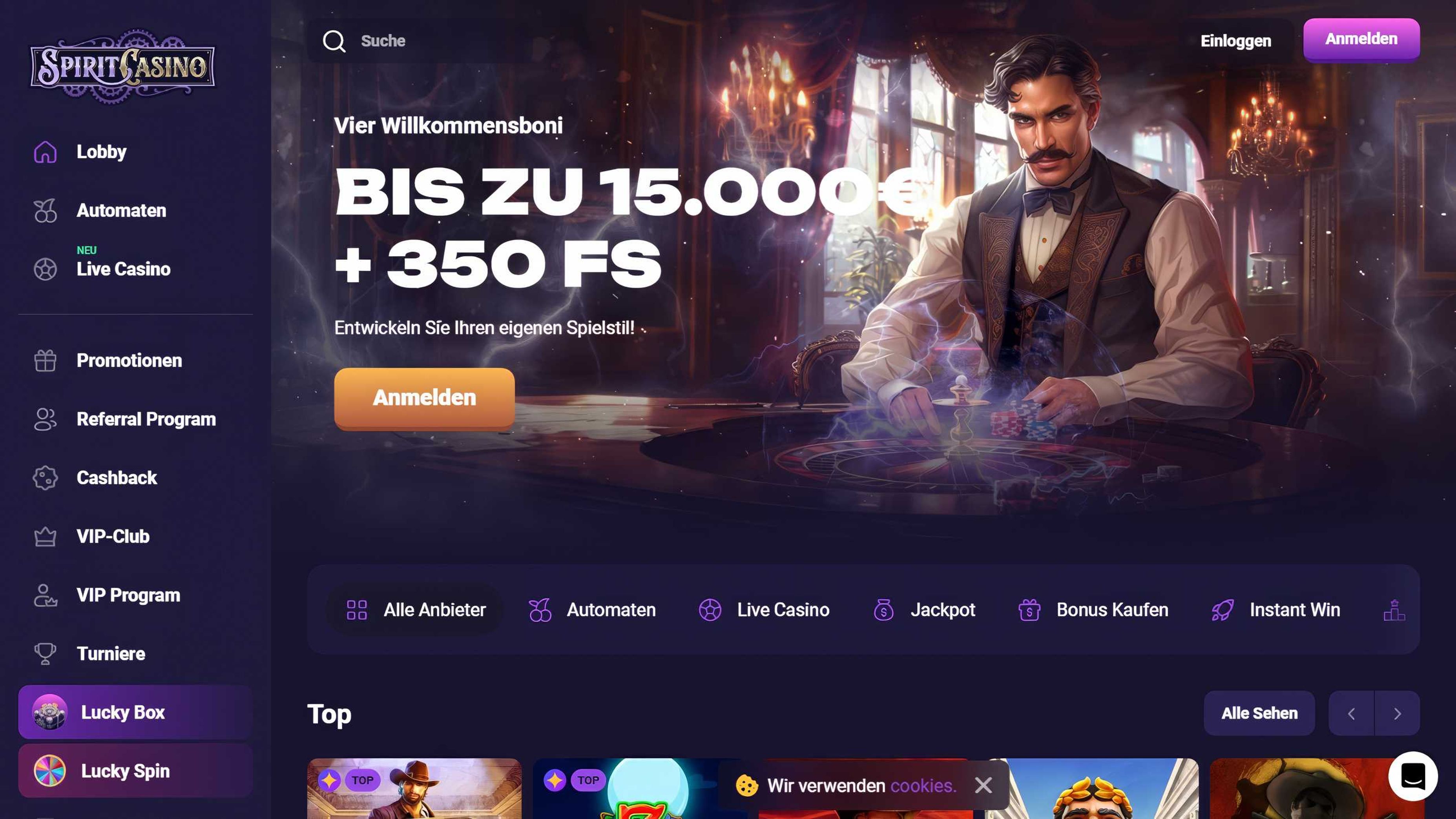 Spirit Casino desktop screenshot 1