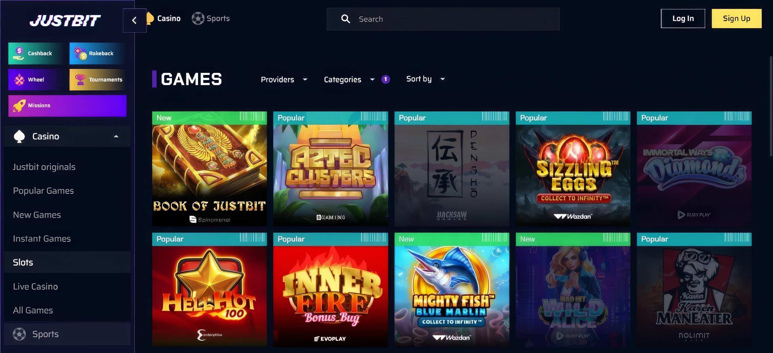Justbit.io desktop screenshot 2