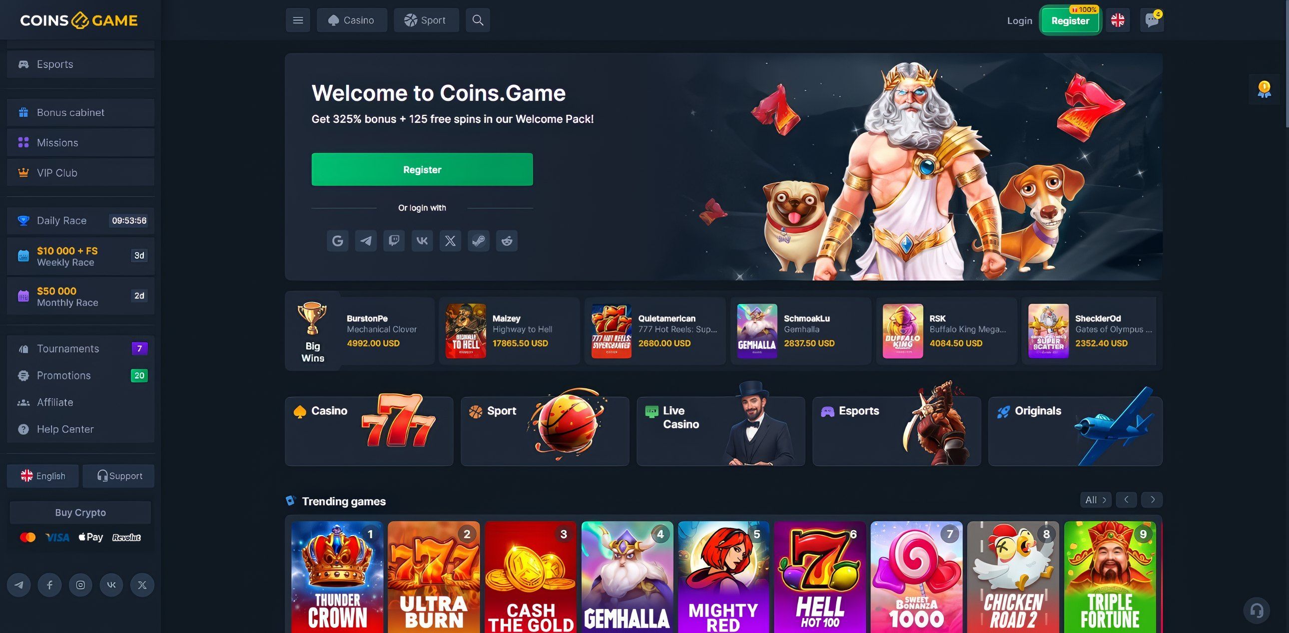 Coins.game desktop screenshot 1