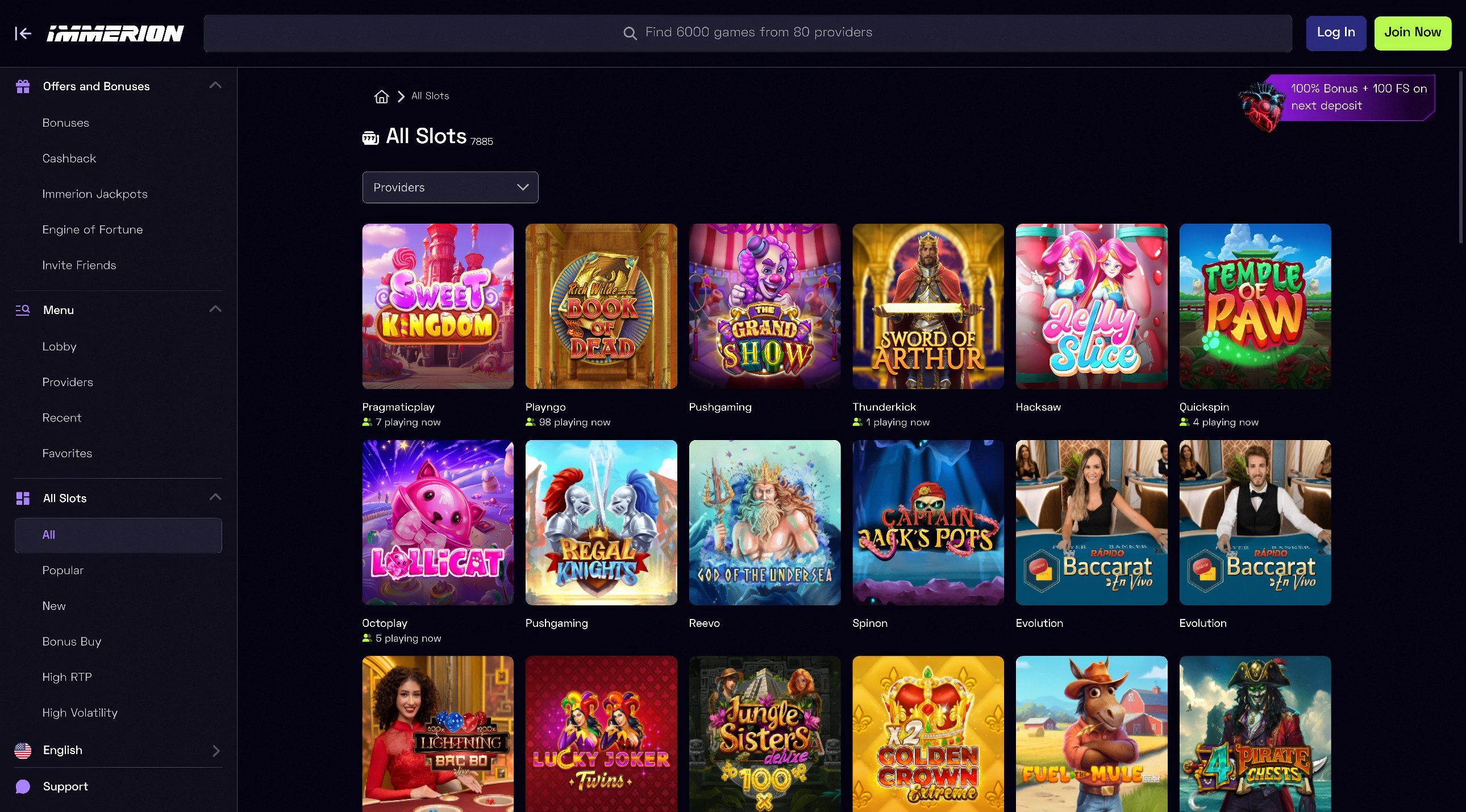 Immerion Casino desktop screenshot 2