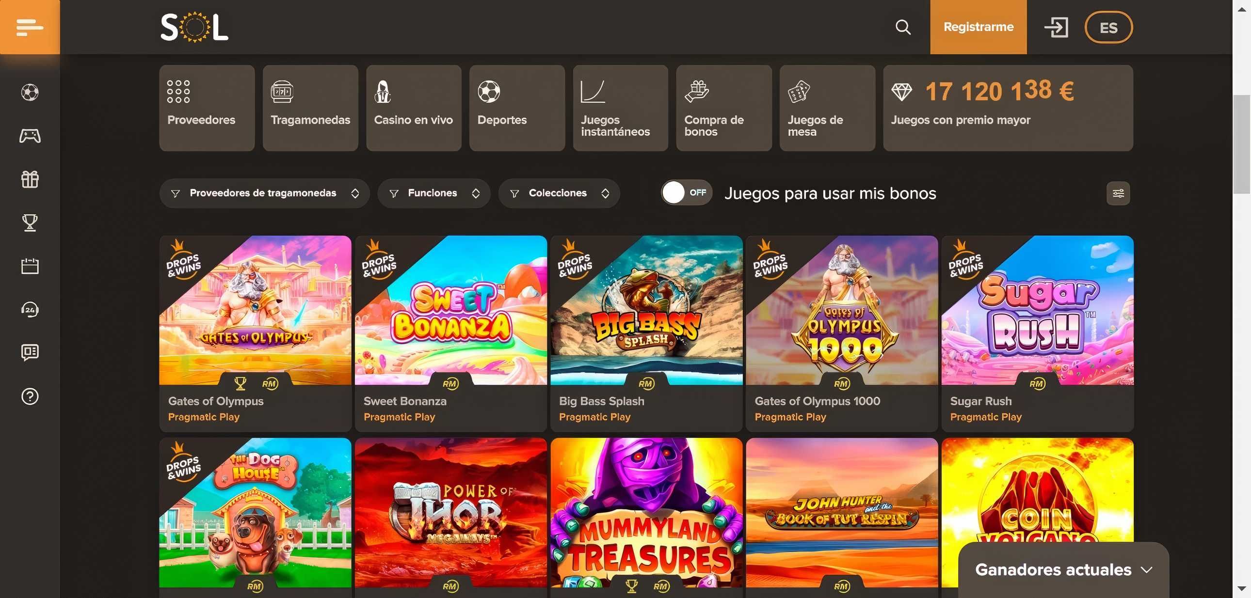 Sol Casino desktop screenshot 2