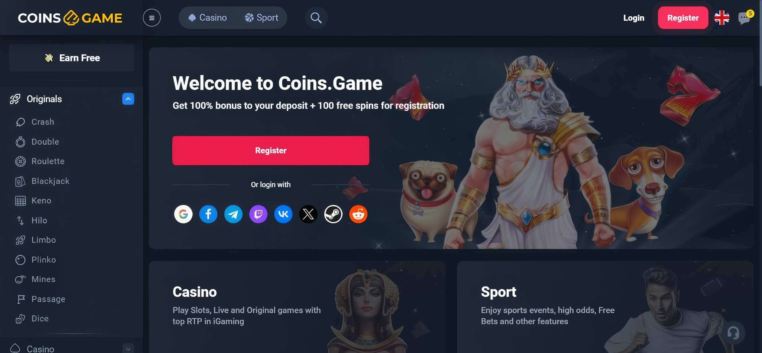 coins game desktop home
