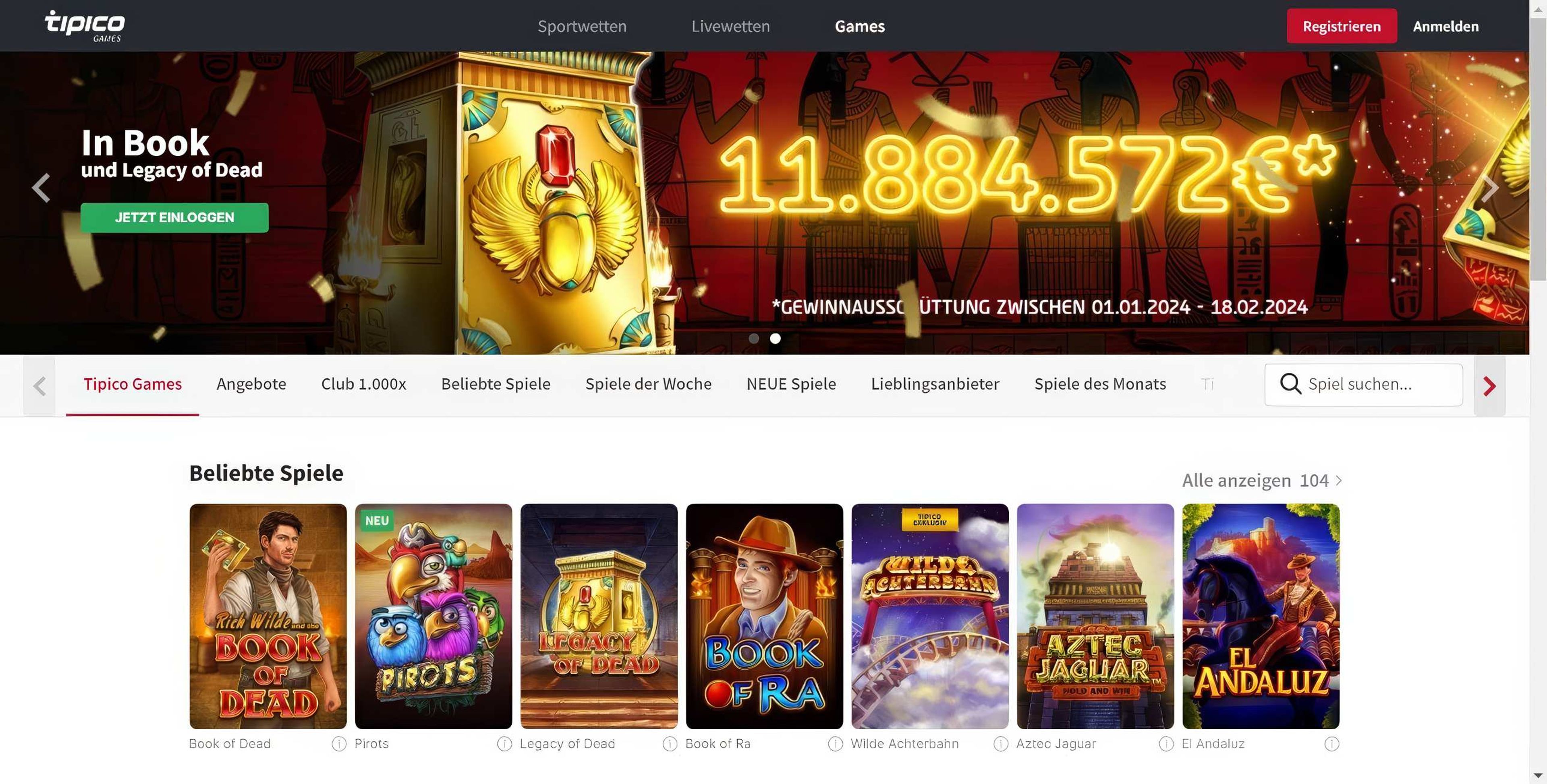 Tipico Games desktop screenshot 1