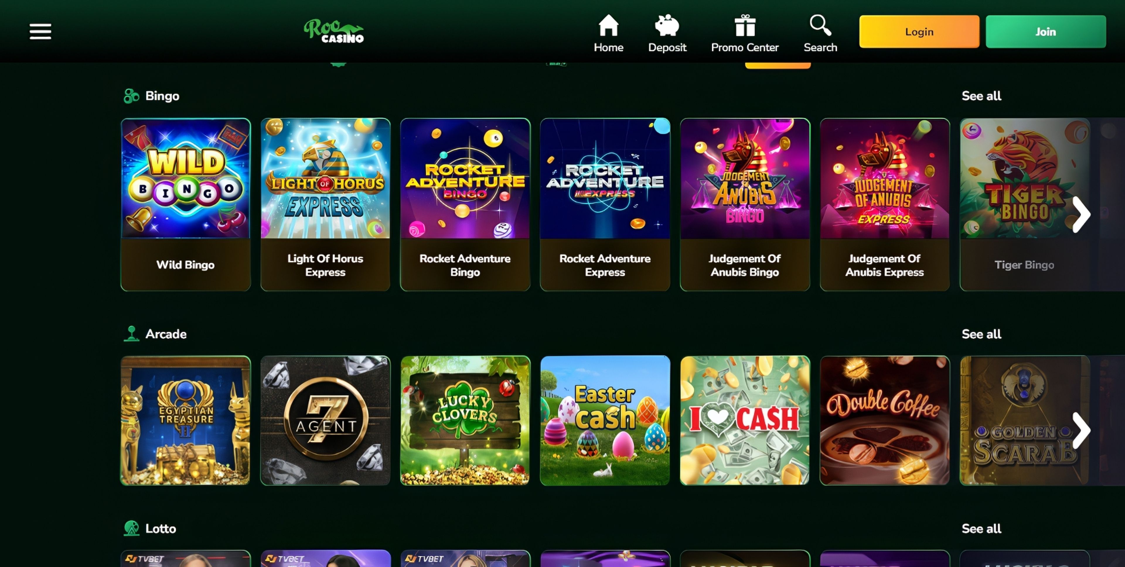 Roo casino desktop screenshot 2
