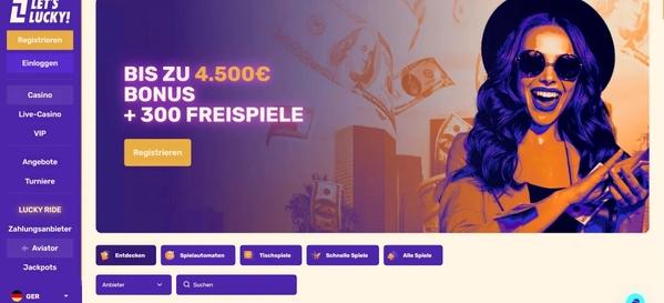 LetsLucky Casino desktop screenshot 1