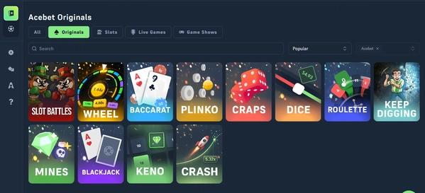 Acebet Casino Originals Desktop