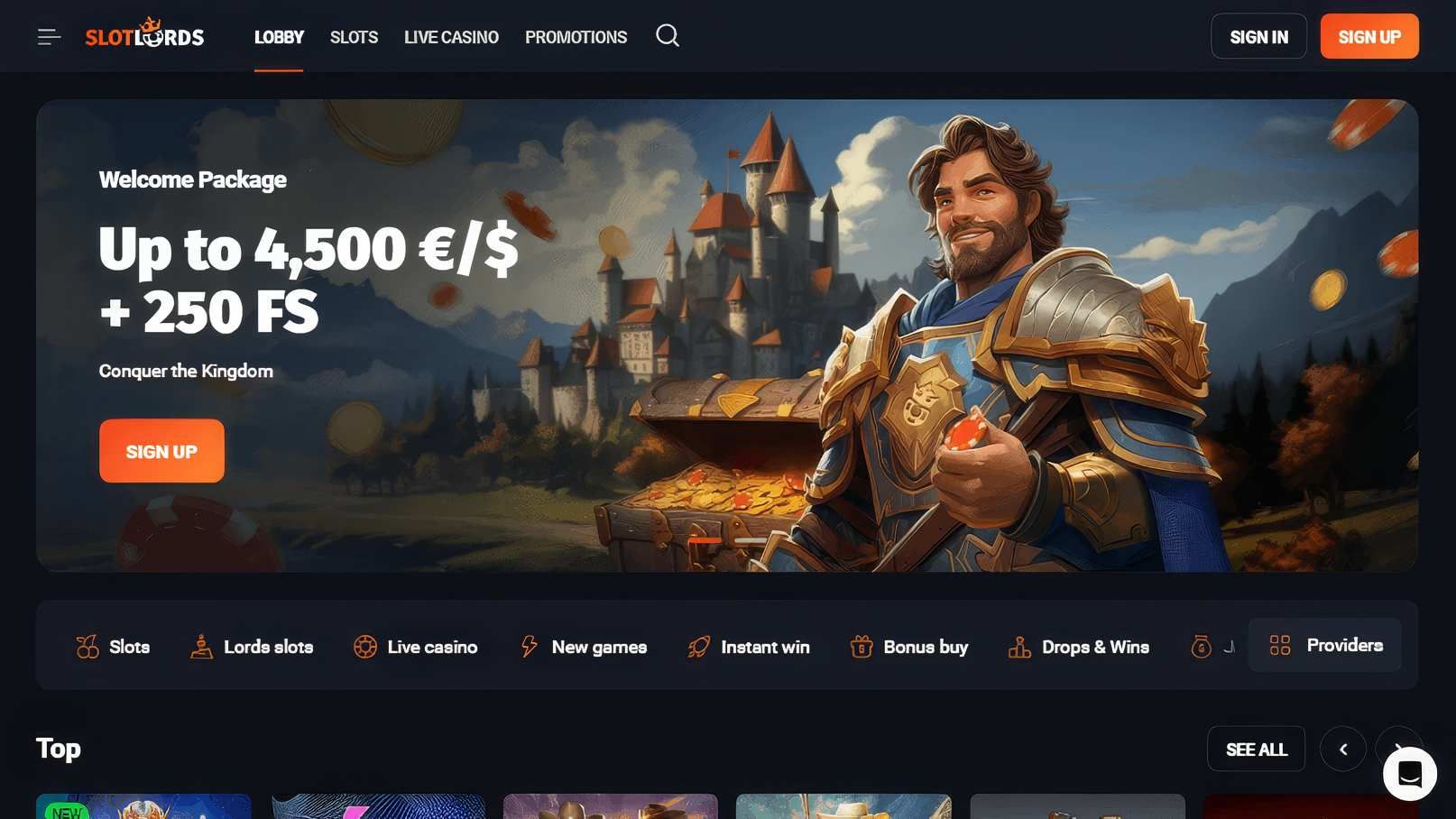 SlotLords Casino desktop screenshot 1