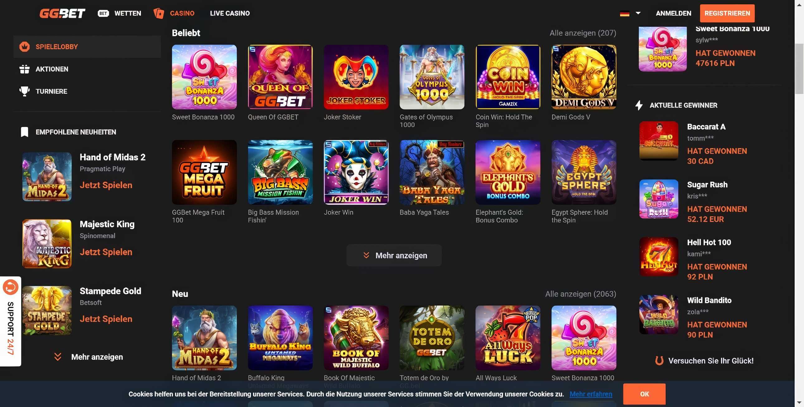 GG.BET desktop screenshot 2