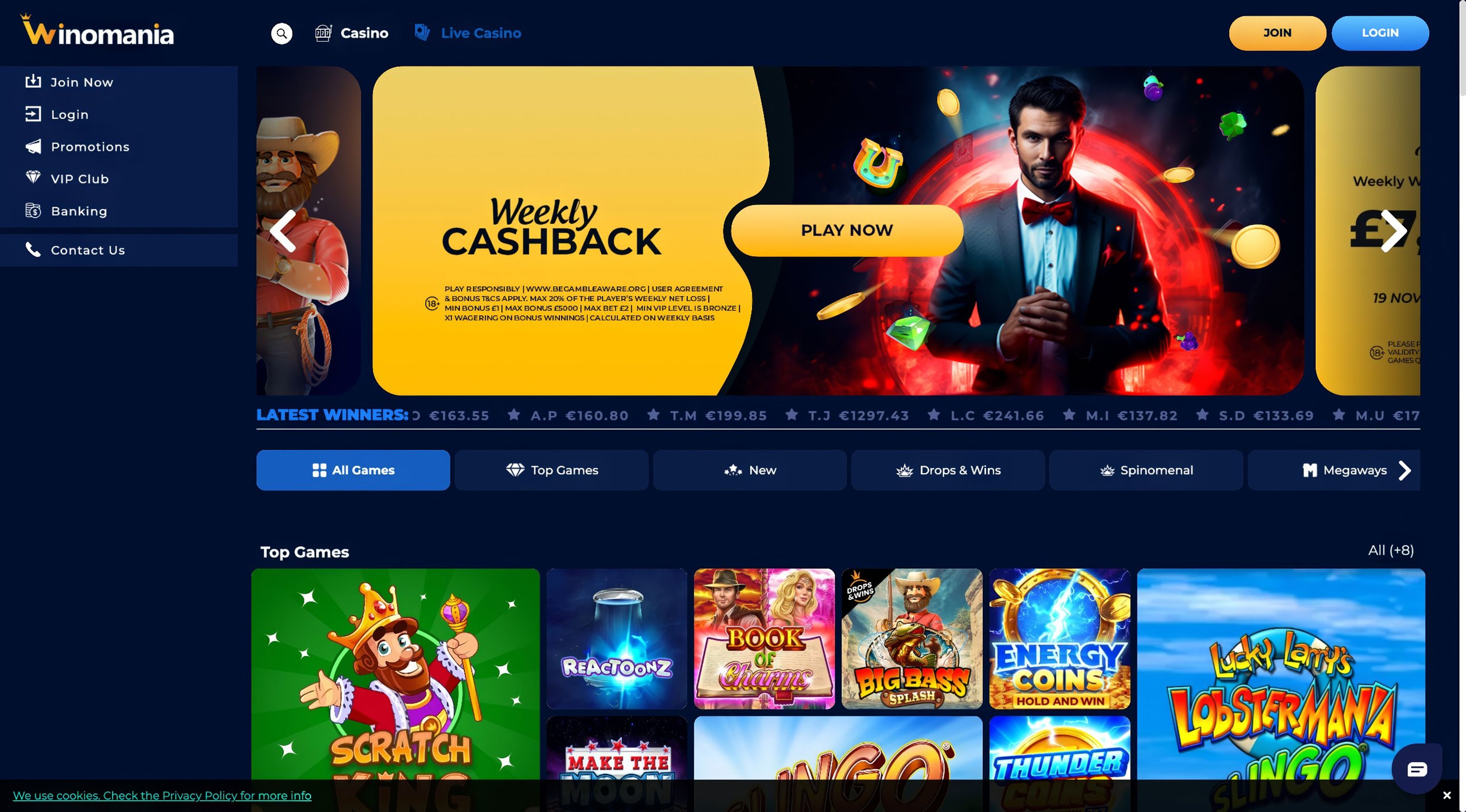 WinOMania Casino desktop screenshot 1
