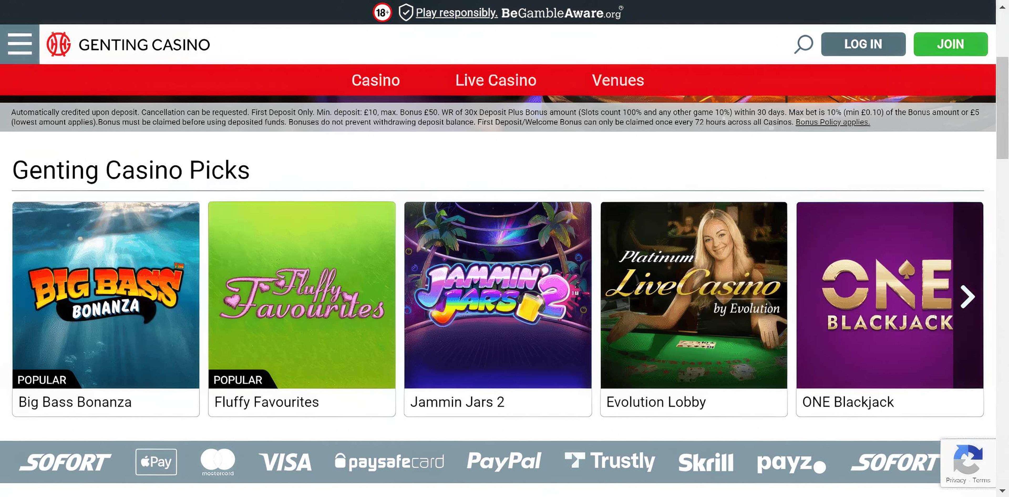 Genting Casino desktop screenshot 1