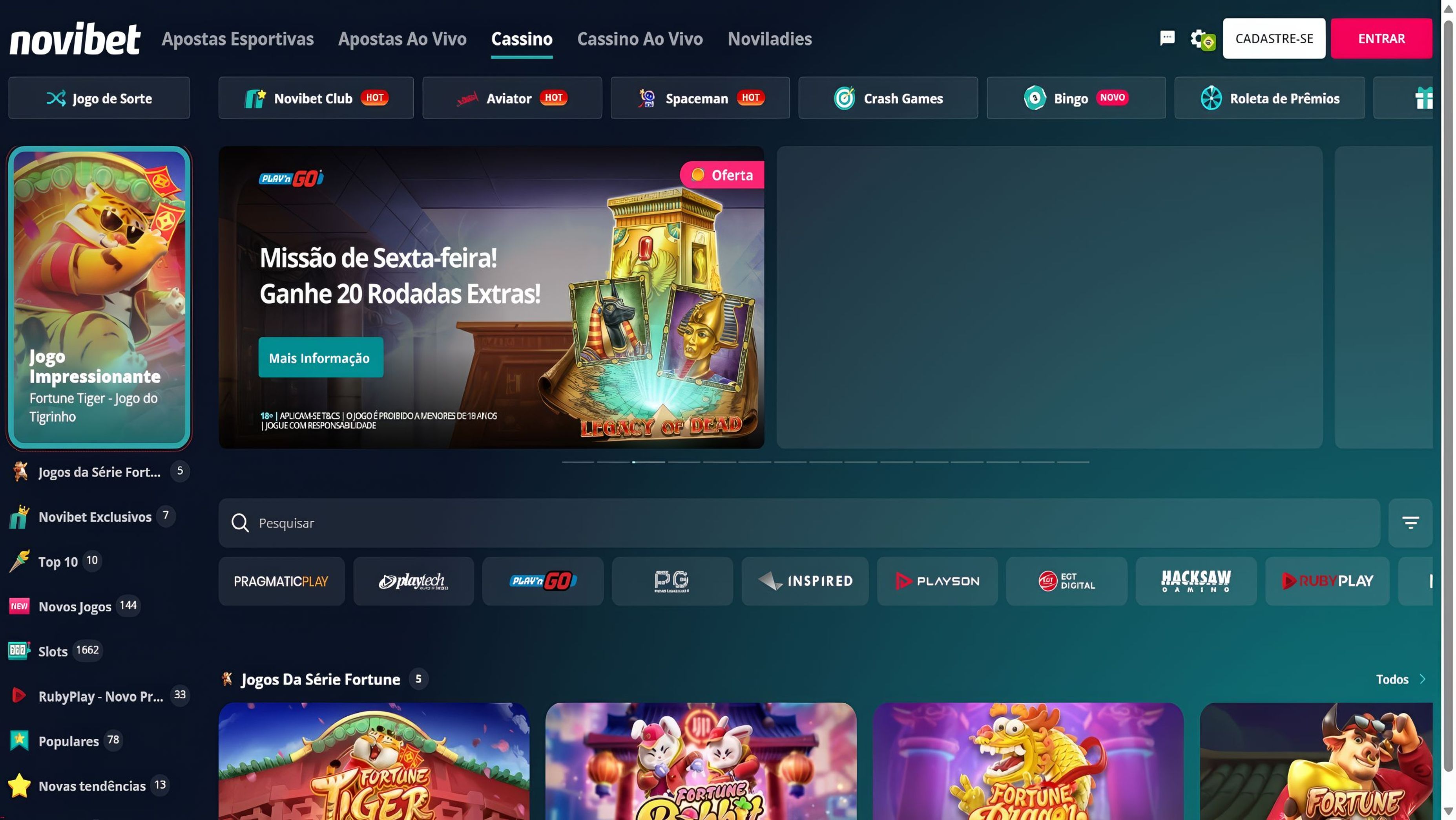 Novibet desktop screenshot 2