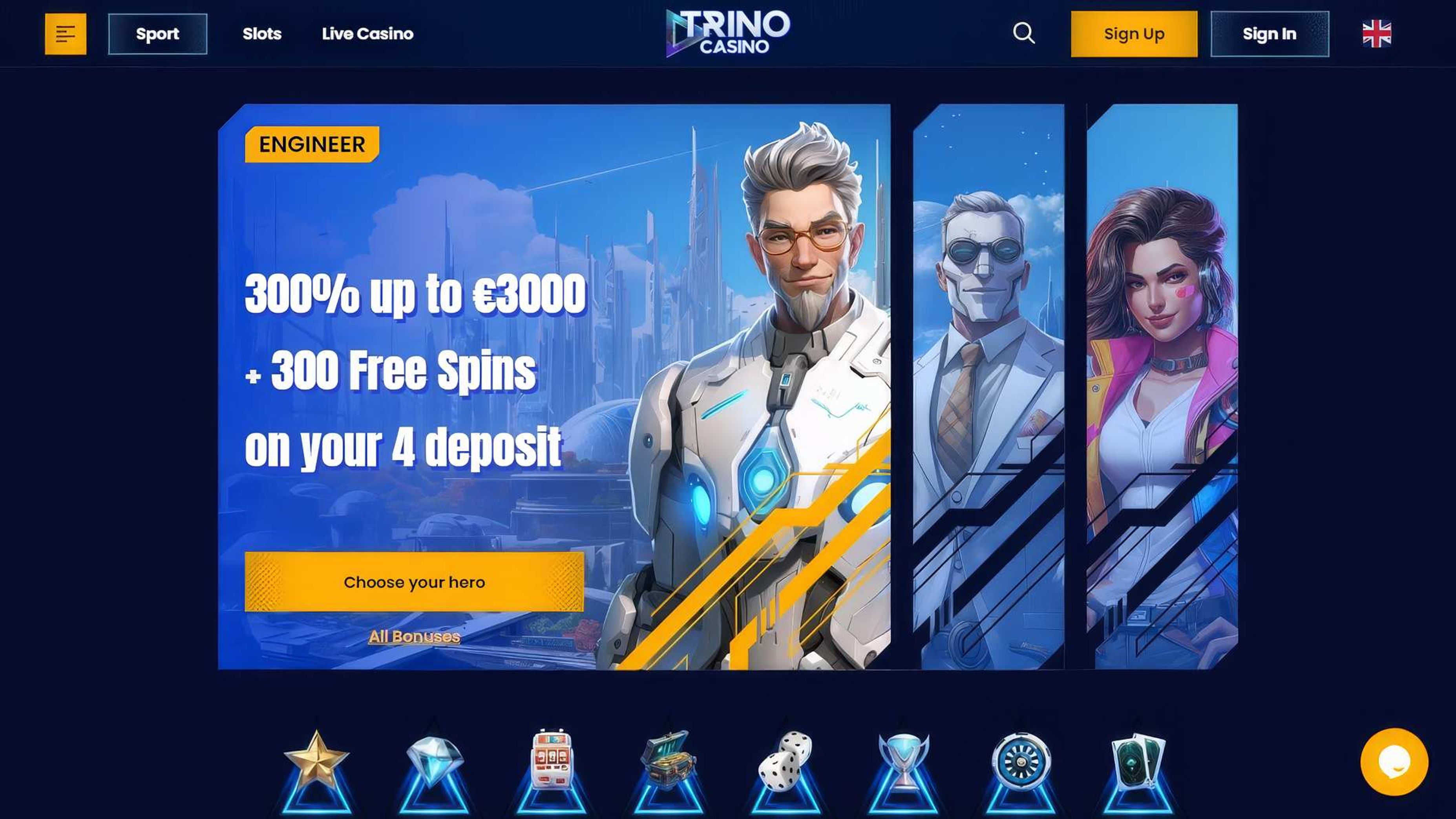Trino Casino desktop screenshot 1