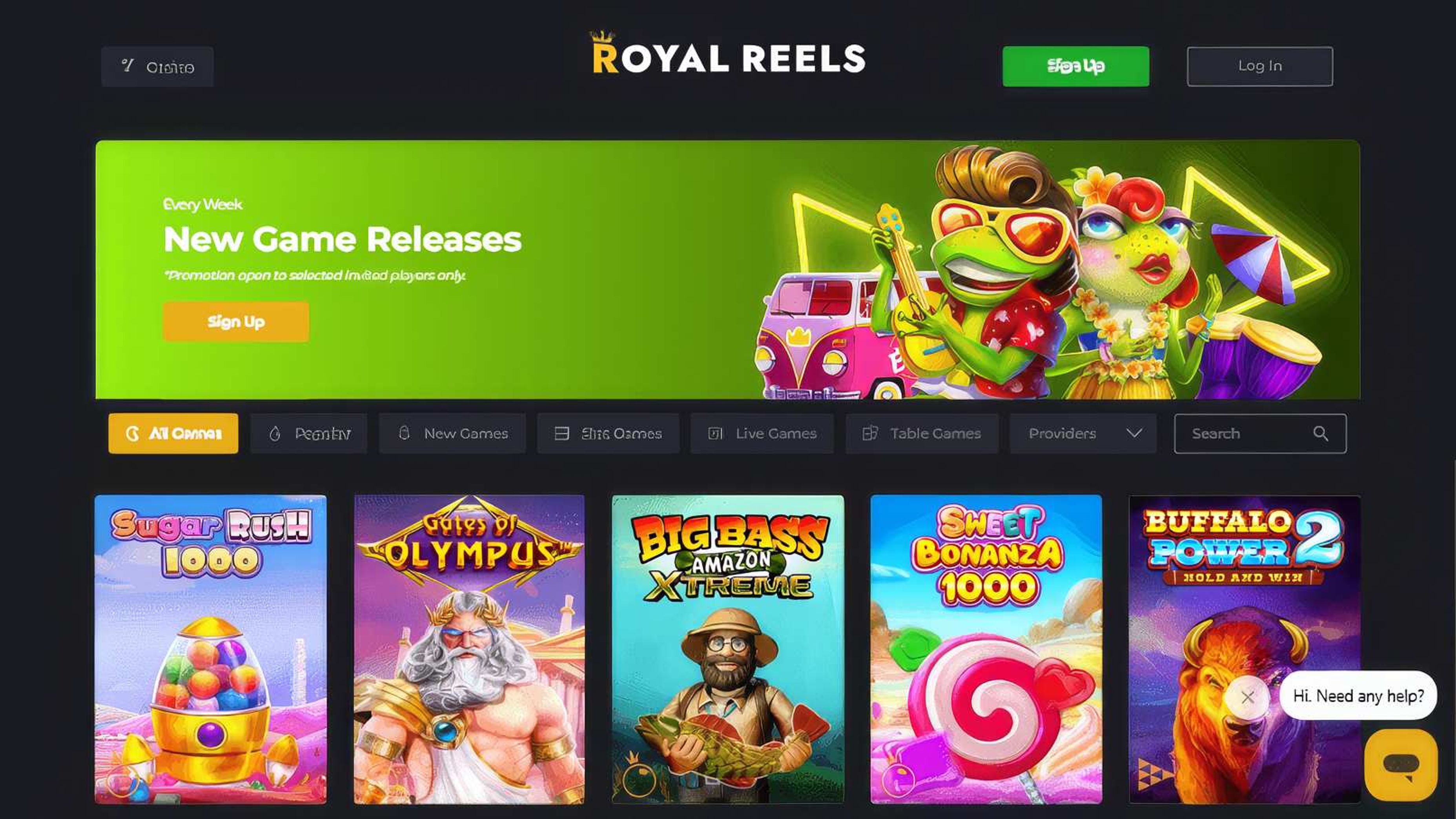 Royal Reels Casino desktop screenshot 1
