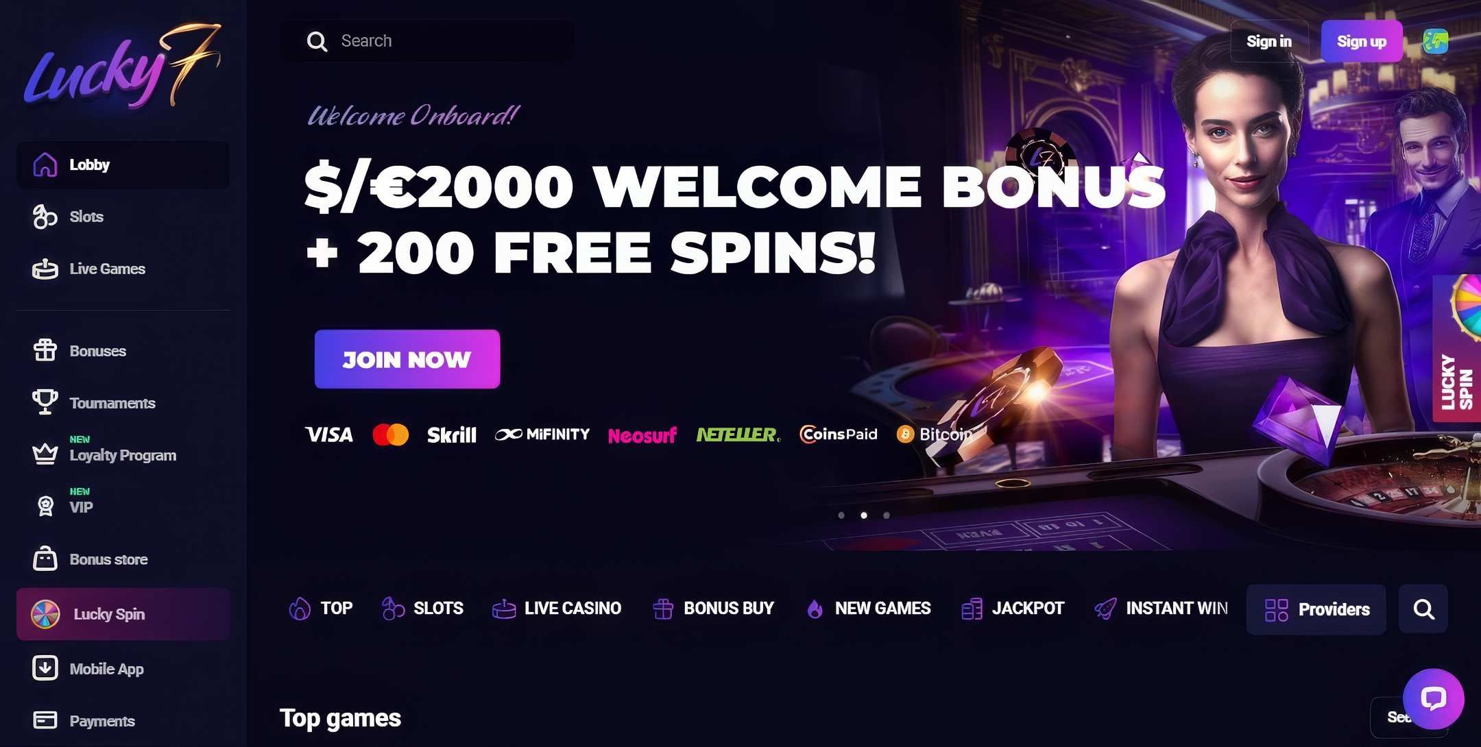 Lucky7even desktop screenshot 1