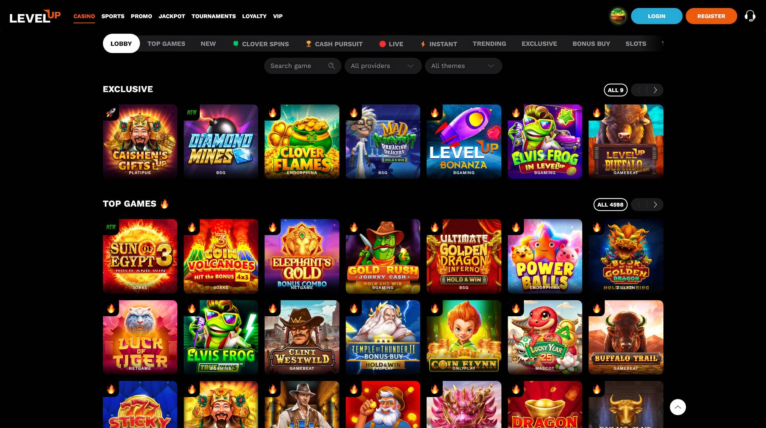 LevelUp Casino desktop screenshot 2