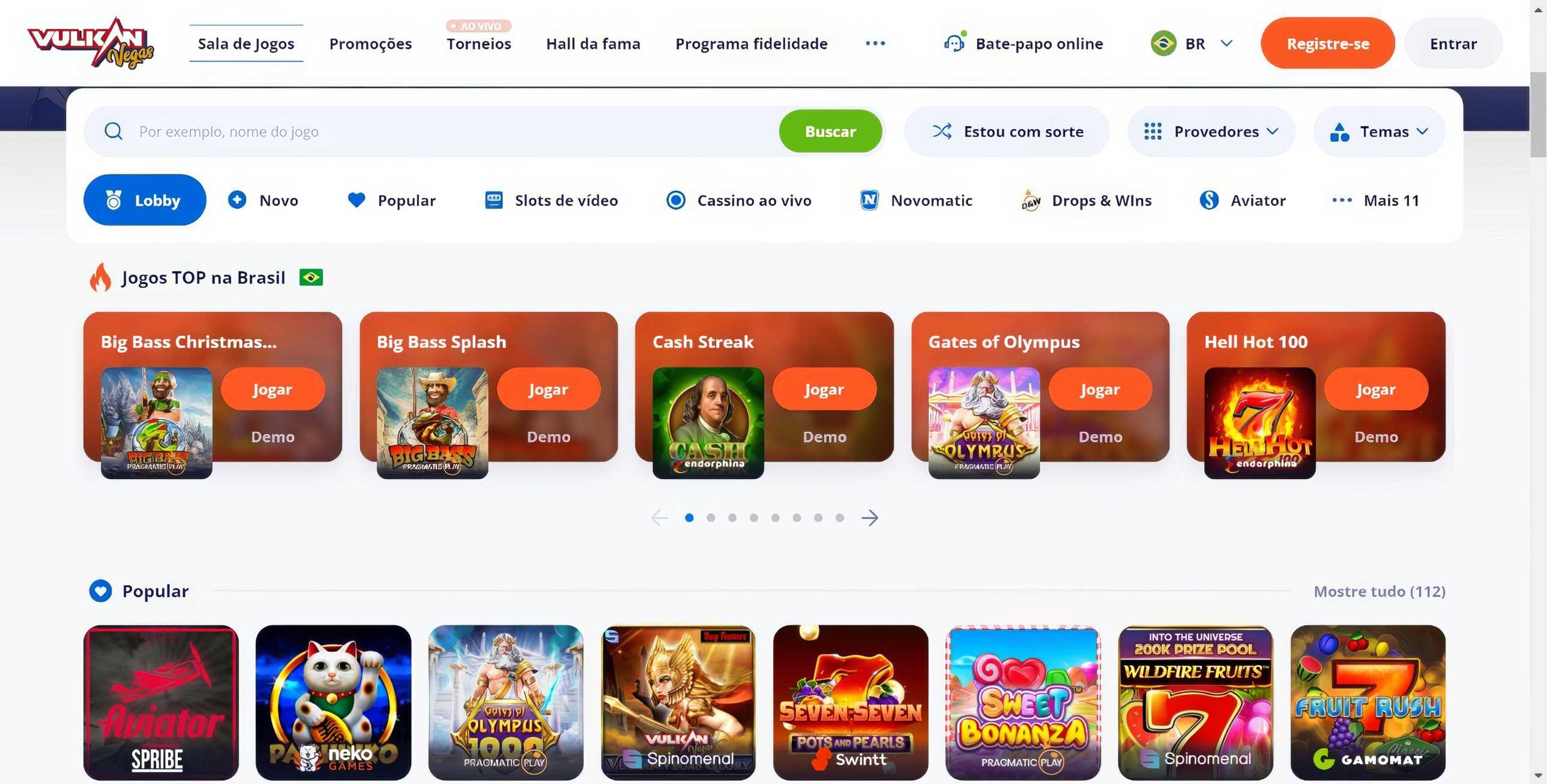 Vulkan Vegas desktop screenshot 1