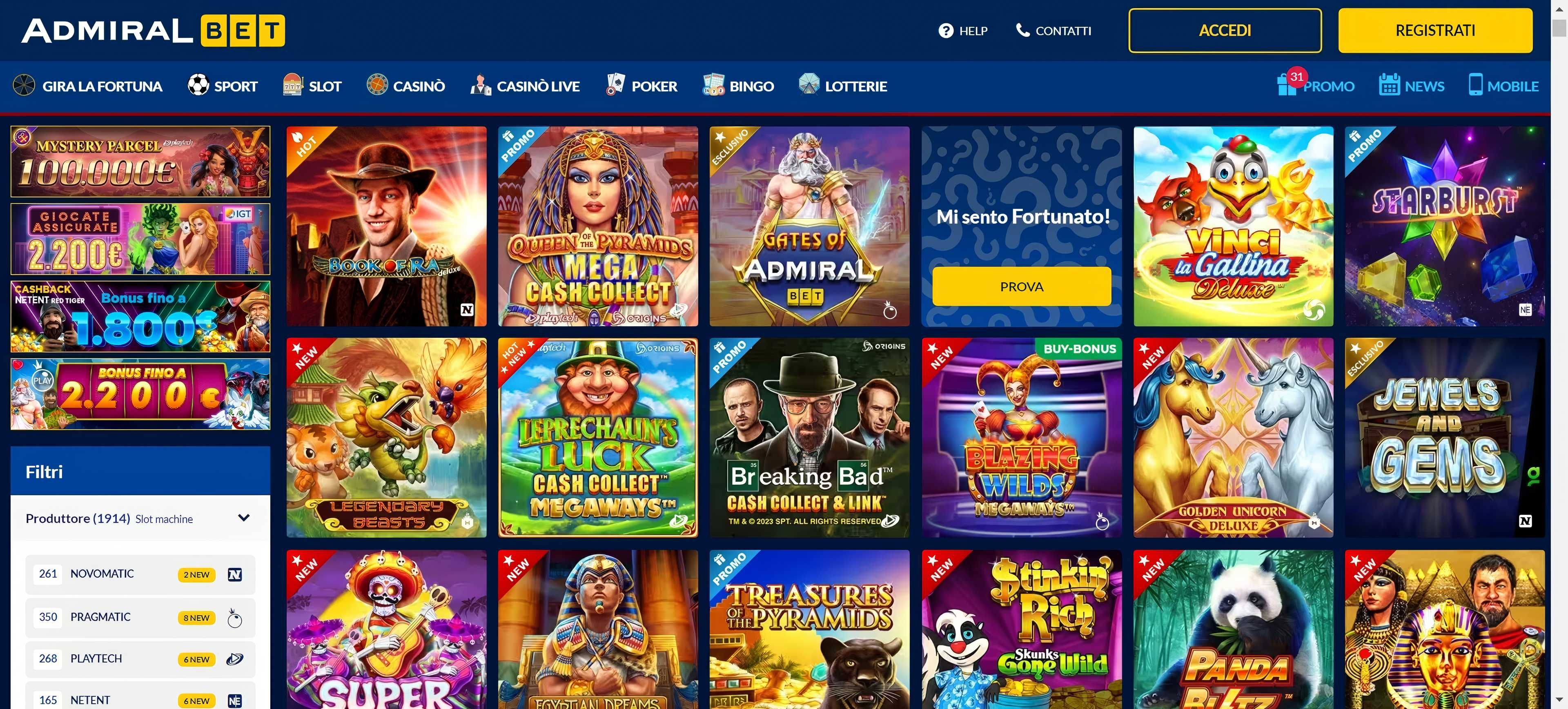 Admiralbet.it desktop screenshot 1