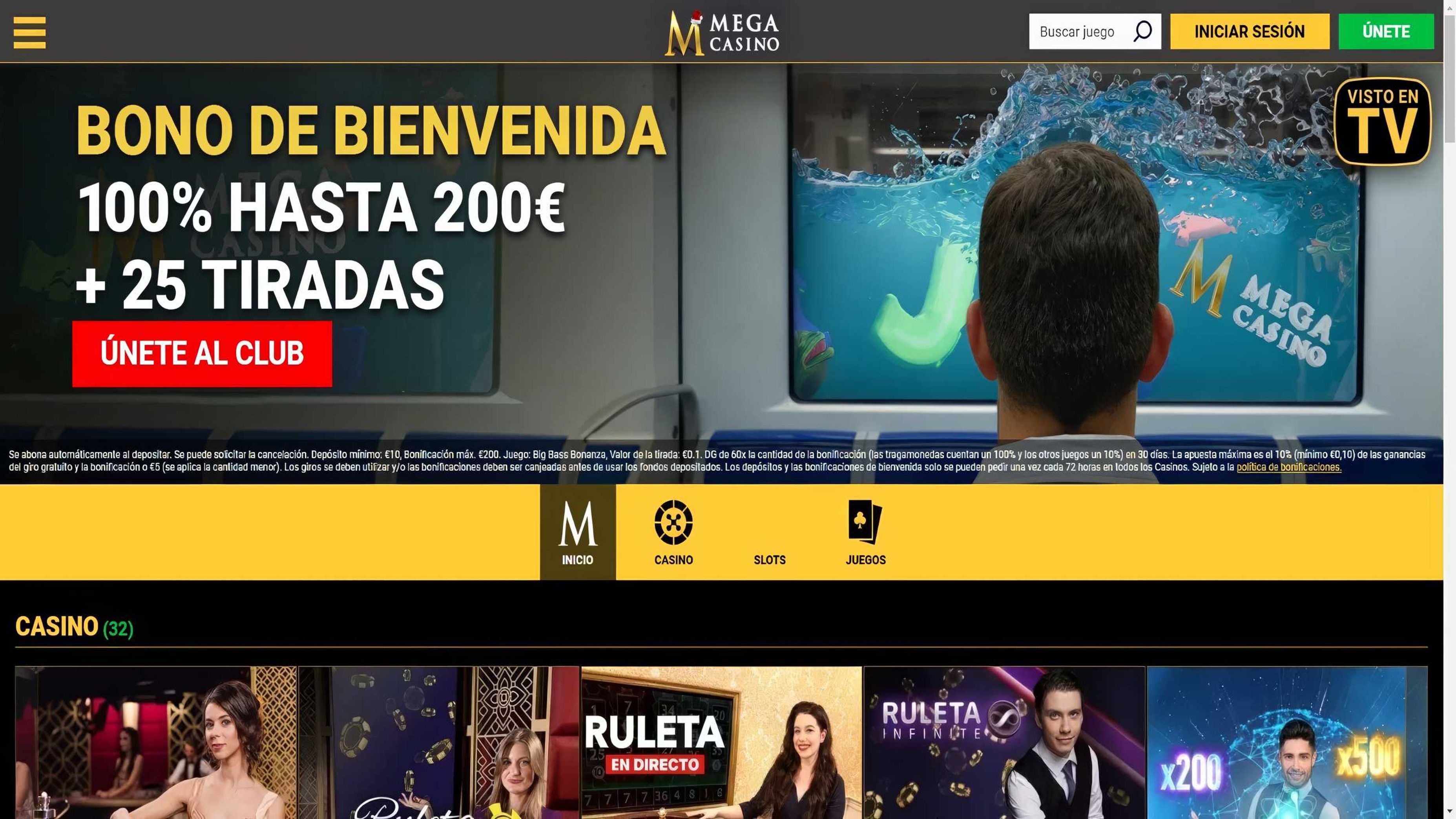 Mega Casino desktop screenshot 1