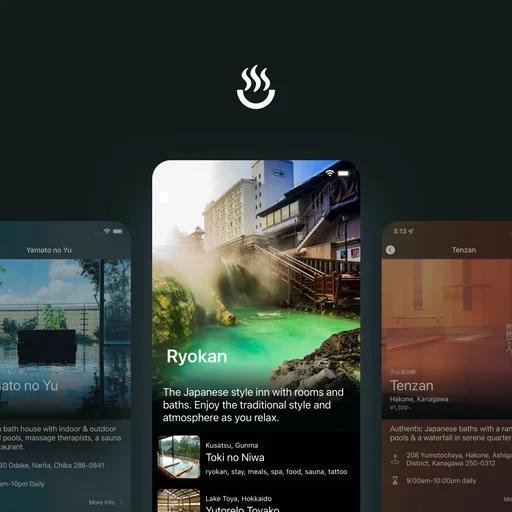 Ofuro mobile app product design for discovering Japanese baths and ryokan