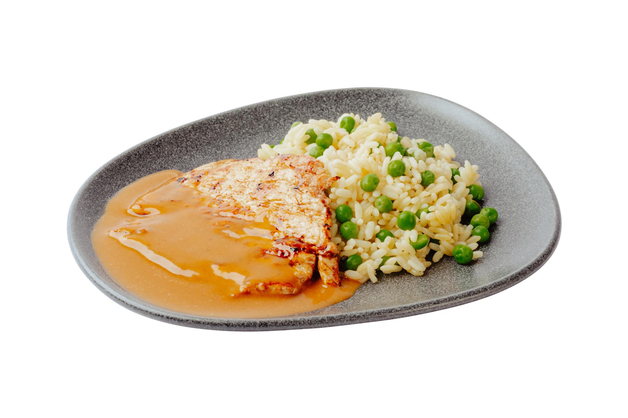 "Risi Pisi" Naturschnitzel mit Reis und Erbsen
